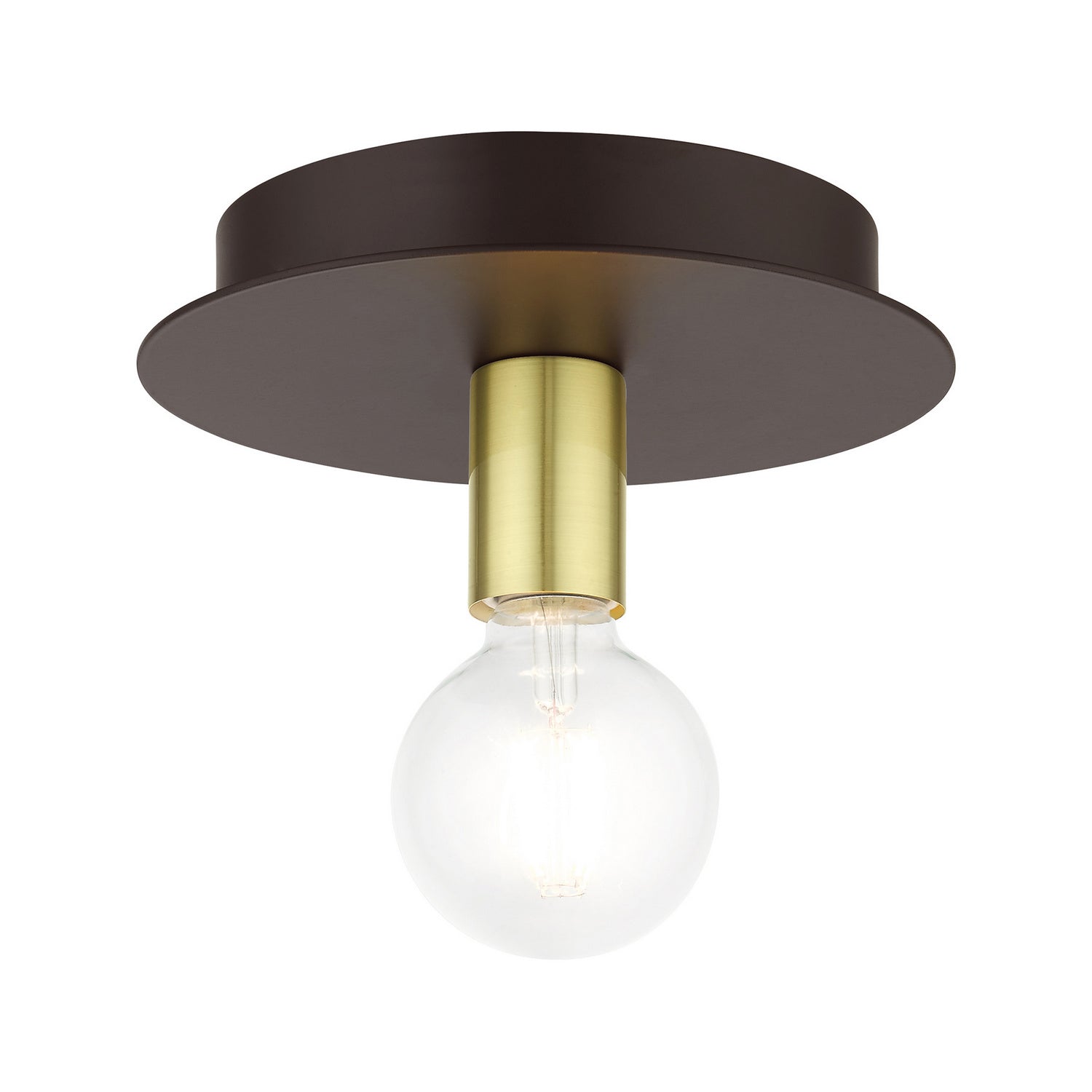 Livex Lighting - 45871-07 - One Light Flush Mount - Hillview - Bronze w/ Satin Brasss
