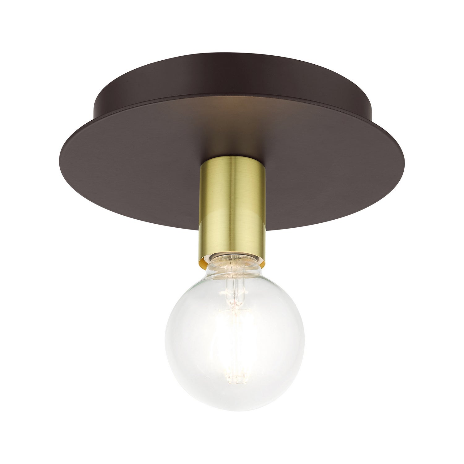 Livex Lighting - 45871-07 - One Light Flush Mount - Hillview - Bronze w/ Satin Brasss