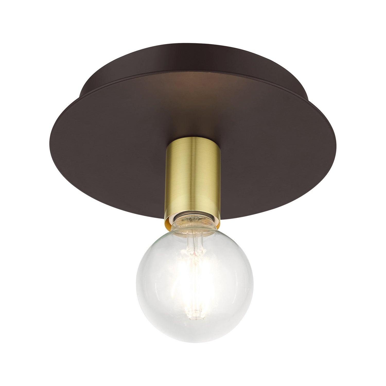 Livex Lighting - 45871-07 - One Light Flush Mount - Hillview - Bronze w/ Satin Brasss