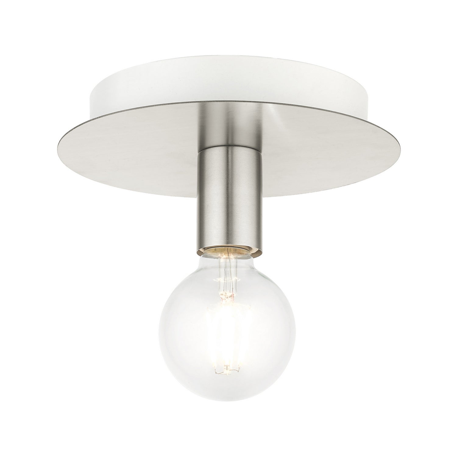 Livex Lighting - 45871-91 - One Light Flush Mount - Hillview - Brushed Nickel w/ White Canopy