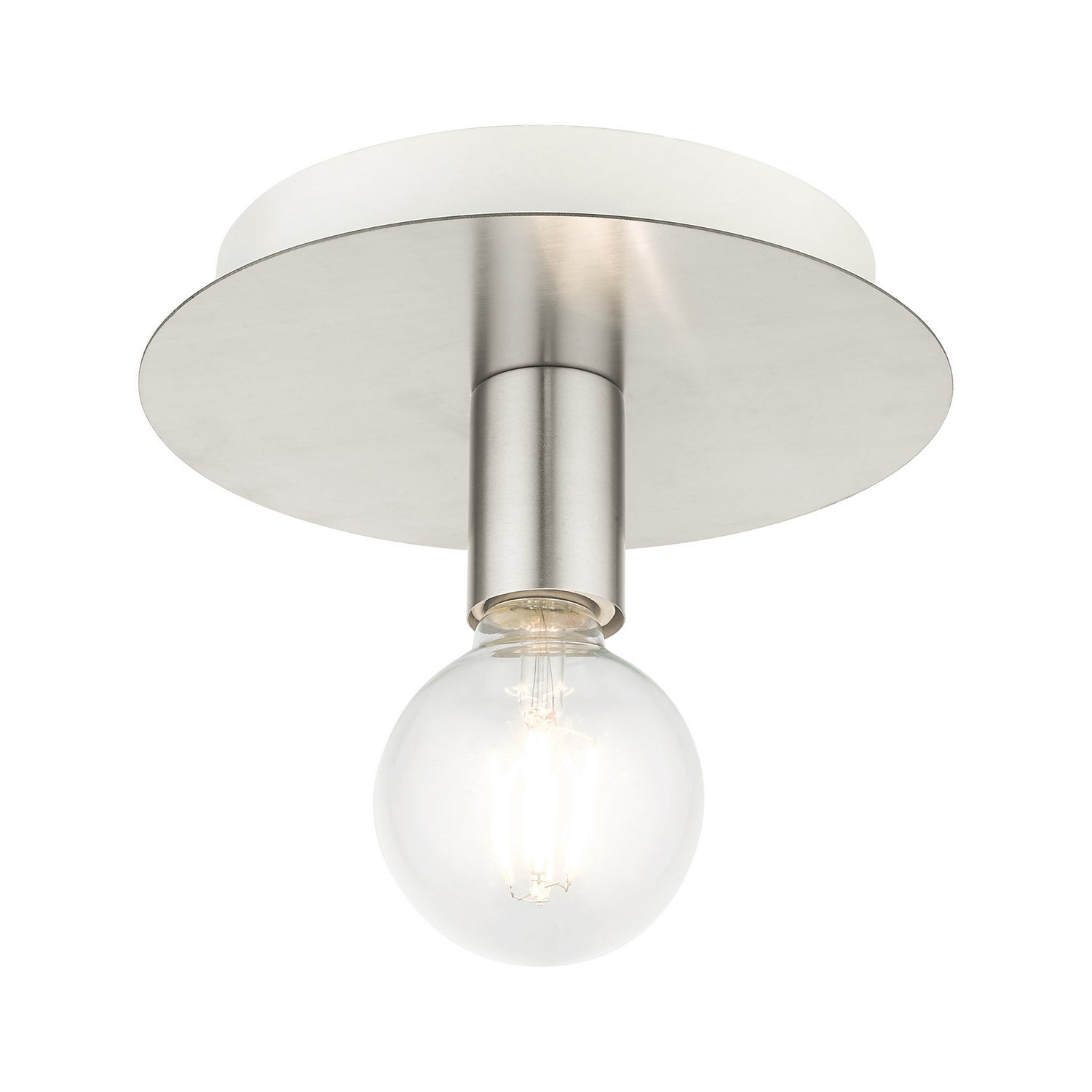 Livex Lighting - 45871-91 - One Light Flush Mount - Hillview - Brushed Nickel w/ White Canopy