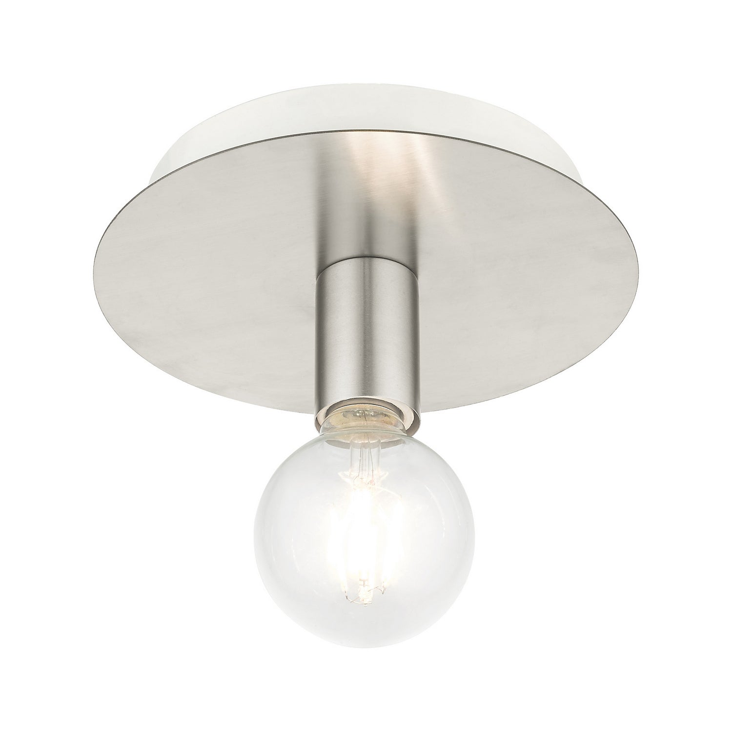 Livex Lighting - 45871-91 - One Light Flush Mount - Hillview - Brushed Nickel w/ White Canopy