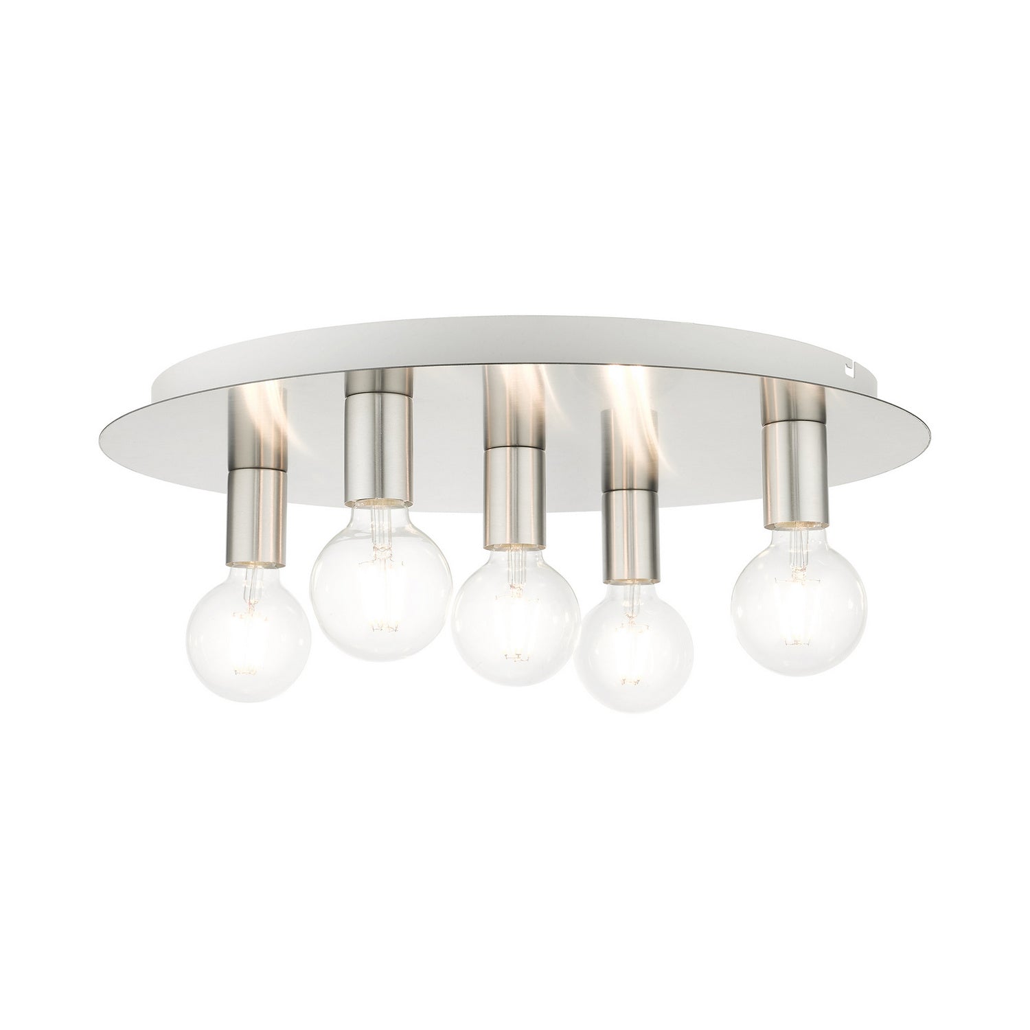 Livex Lighting - 45875-91 - Five Light Flush Mount - Hillview - Brushed Nickel w/ White Canopy