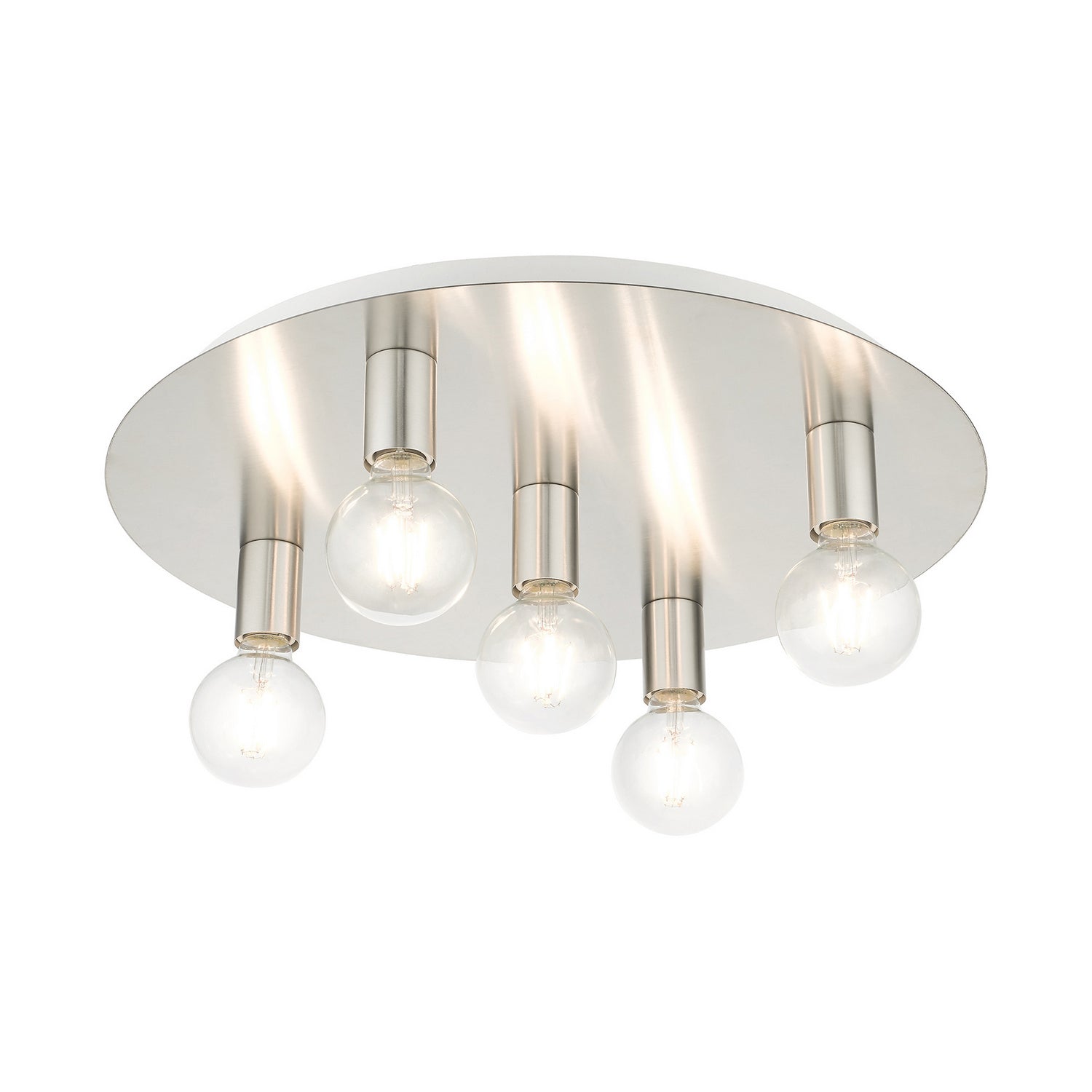 Livex Lighting - 45875-91 - Five Light Flush Mount - Hillview - Brushed Nickel w/ White Canopy