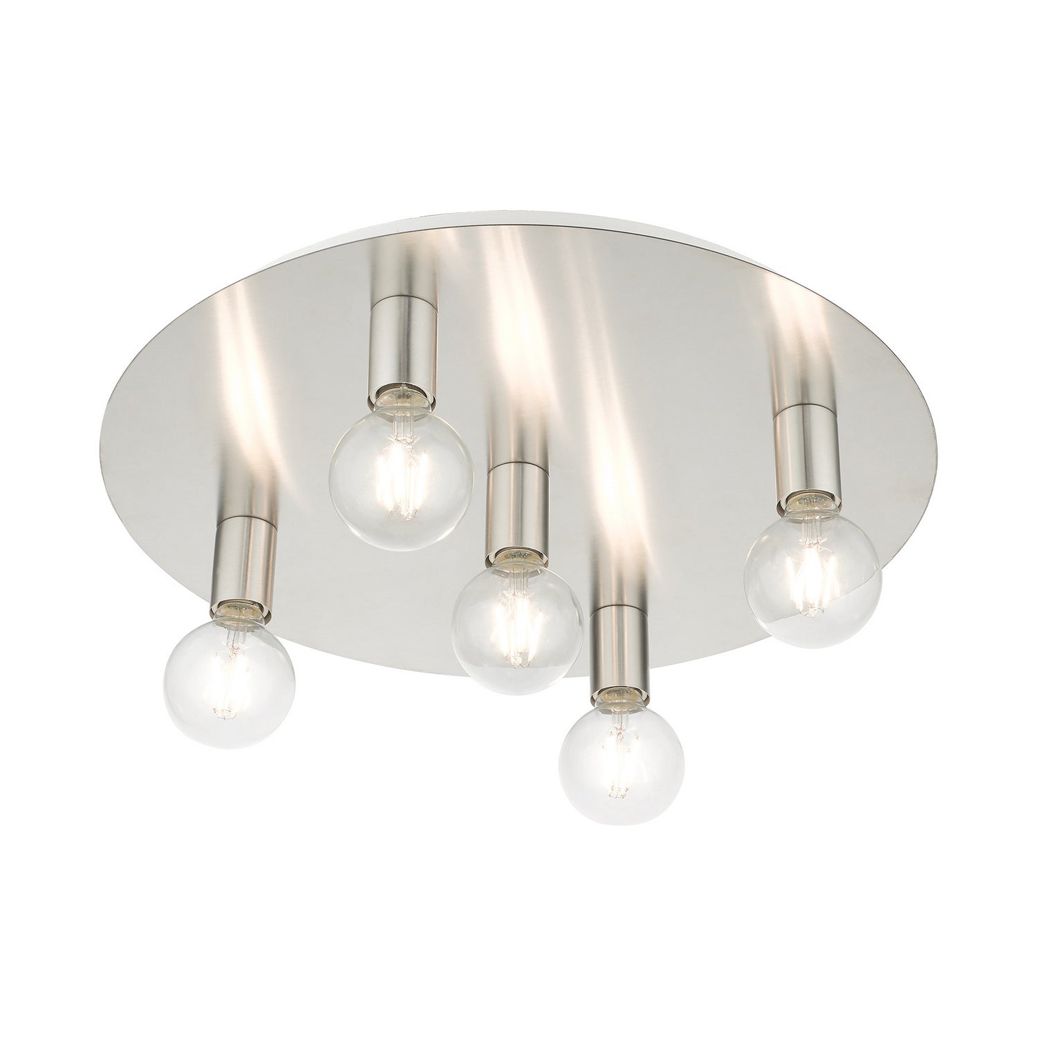 Livex Lighting - 45875-91 - Five Light Flush Mount - Hillview - Brushed Nickel w/ White Canopy