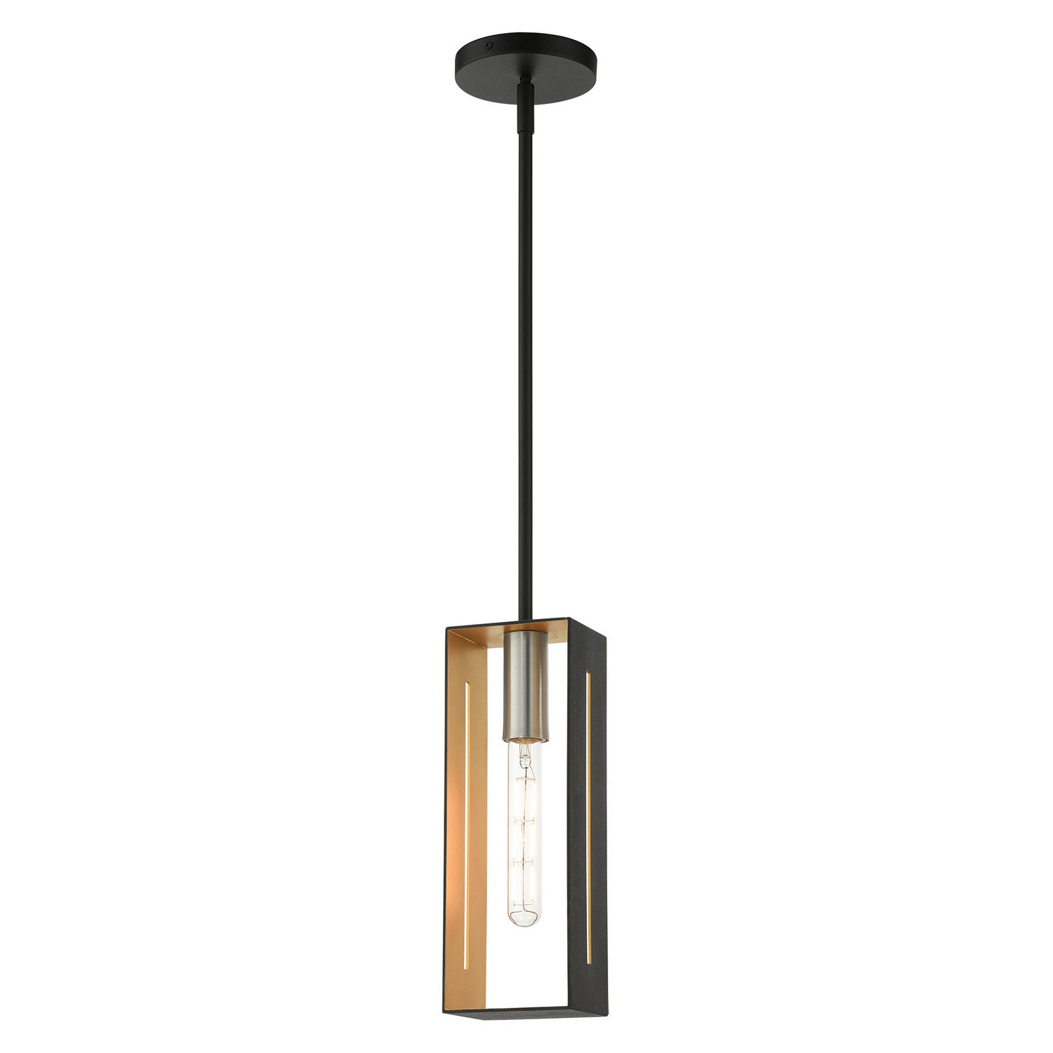 Livex Lighting - 45951-14 - One Light Pendant - Soma - Textured Black w/ Brushed Nickels