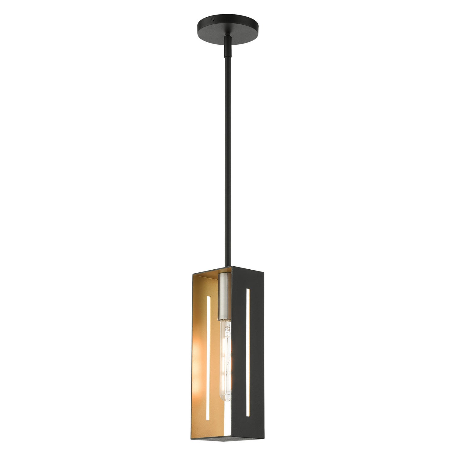 Livex Lighting - 45951-14 - One Light Pendant - Soma - Textured Black w/ Brushed Nickels