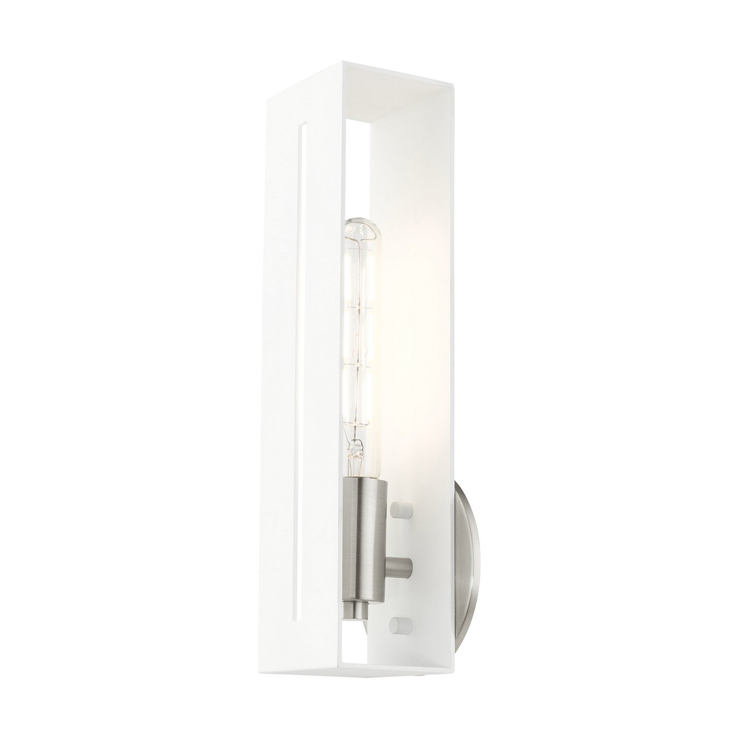 Livex Lighting - 45953-13 - One Light Wall Sconce - Soma - Textured White w/ Brushed Nickels