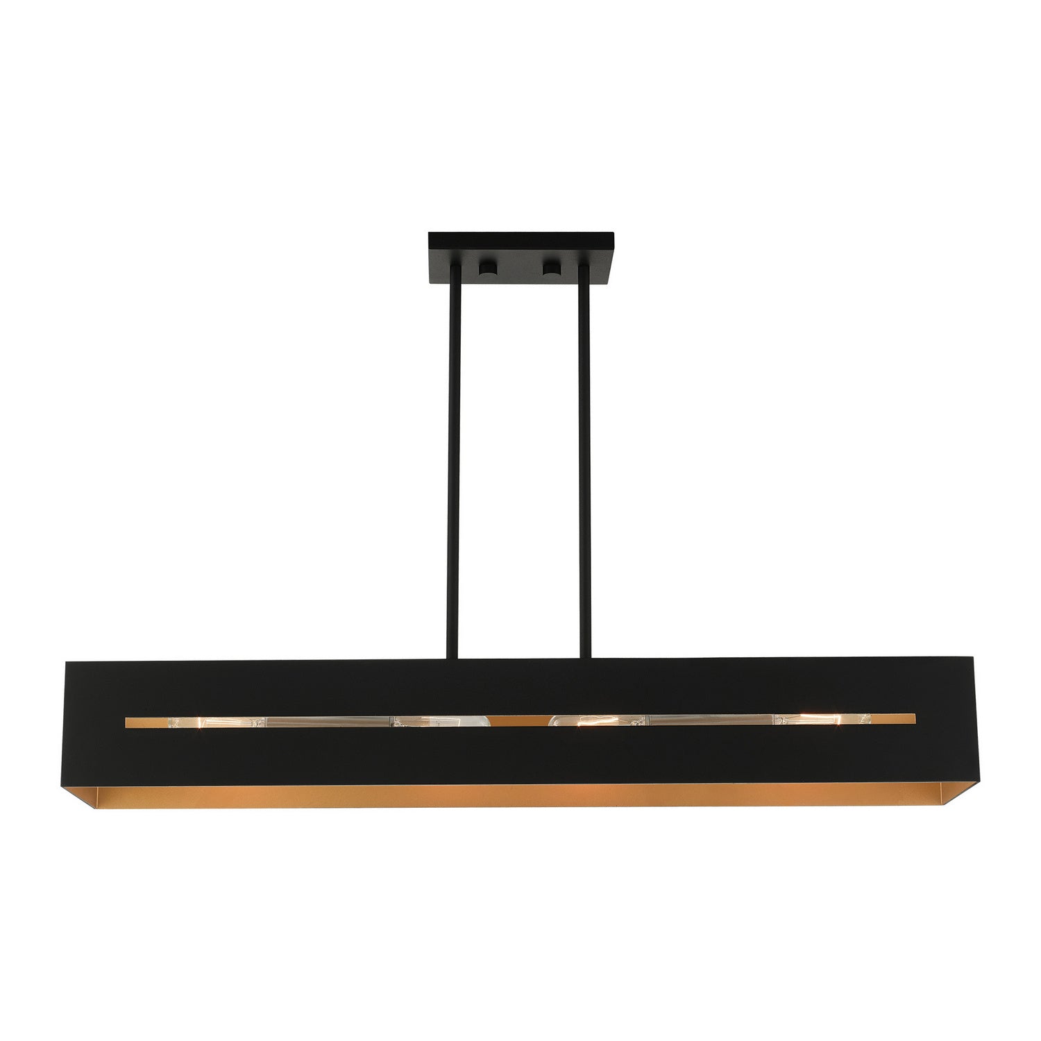 Livex Lighting - 45957-14 - Four Light Linear Chandelier - Soma - Textured Black w/ Brushed Nickels