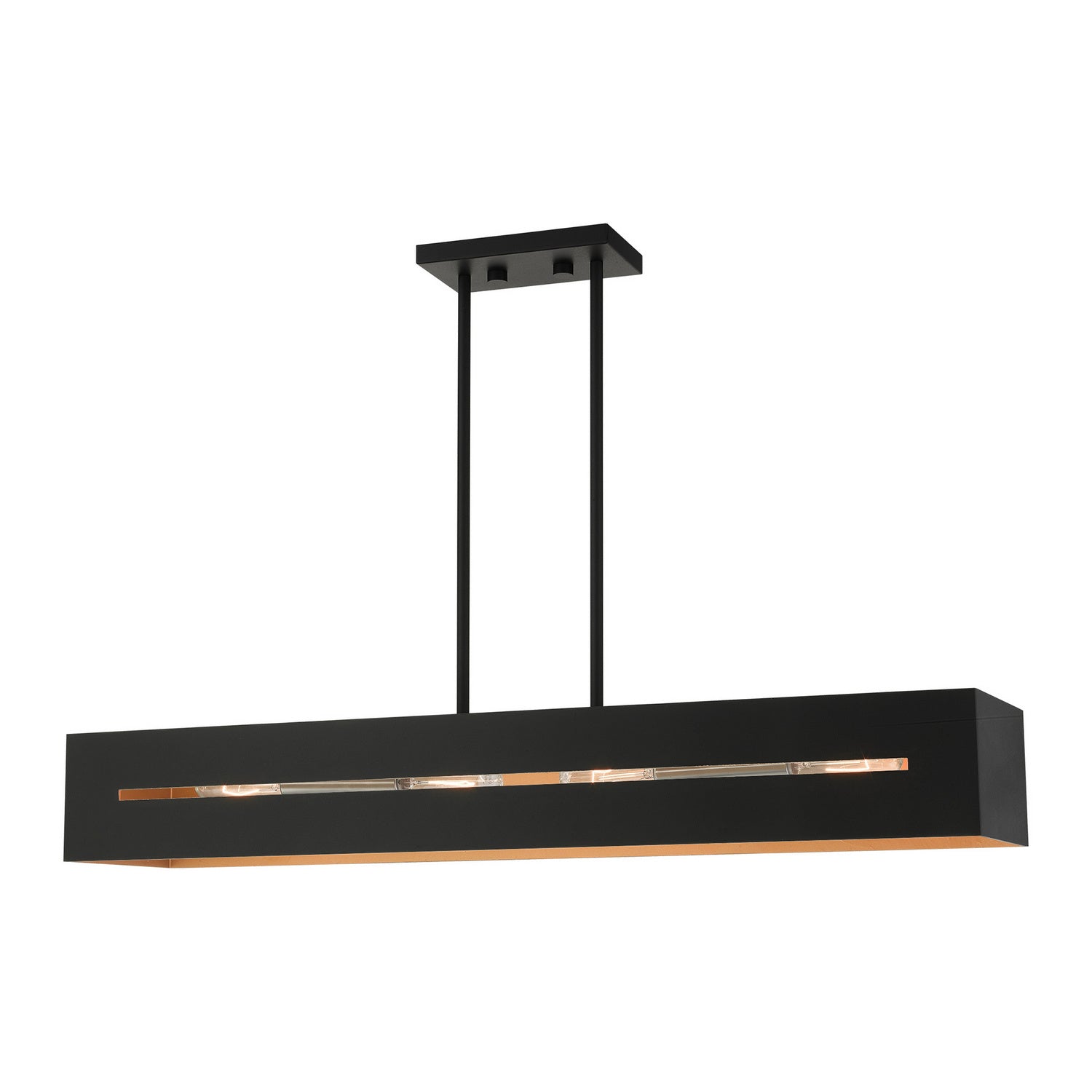 Livex Lighting - 45957-14 - Four Light Linear Chandelier - Soma - Textured Black w/ Brushed Nickels