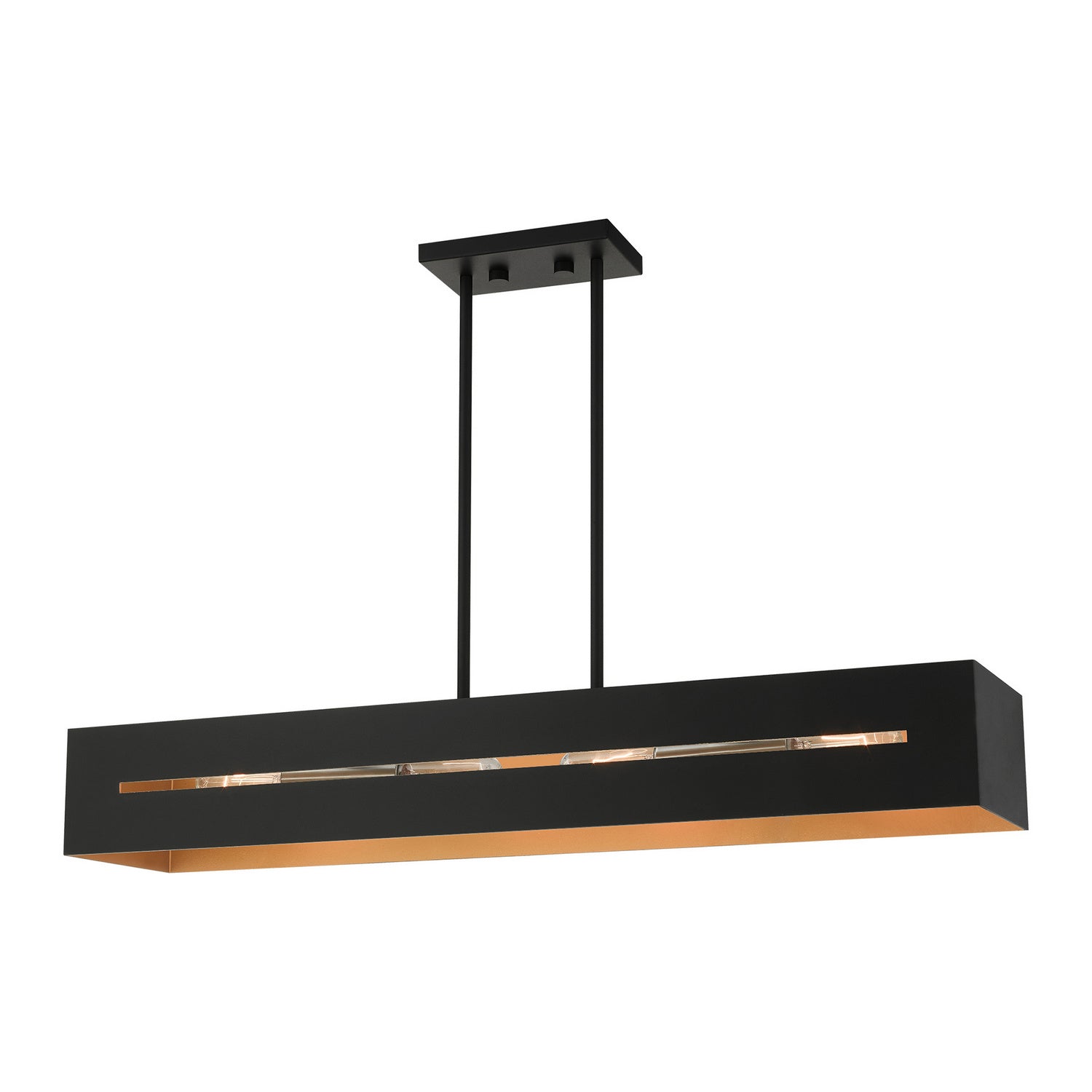 Livex Lighting - 45957-14 - Four Light Linear Chandelier - Soma - Textured Black w/ Brushed Nickels