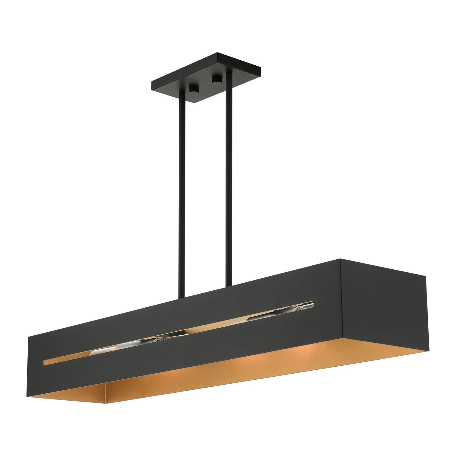 Livex Lighting - 45957-14 - Four Light Linear Chandelier - Soma - Textured Black w/ Brushed Nickels
