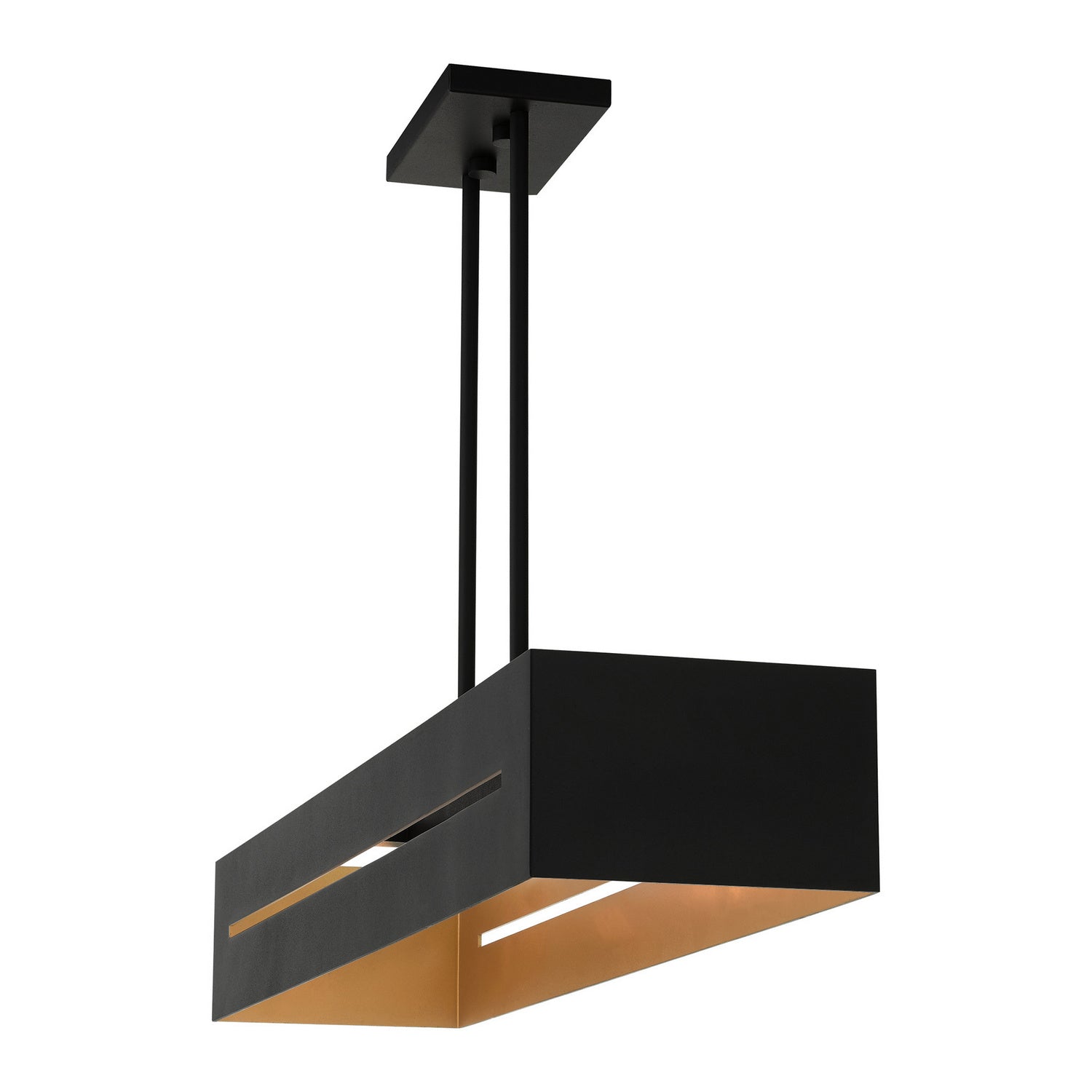 Livex Lighting - 45957-14 - Four Light Linear Chandelier - Soma - Textured Black w/ Brushed Nickels