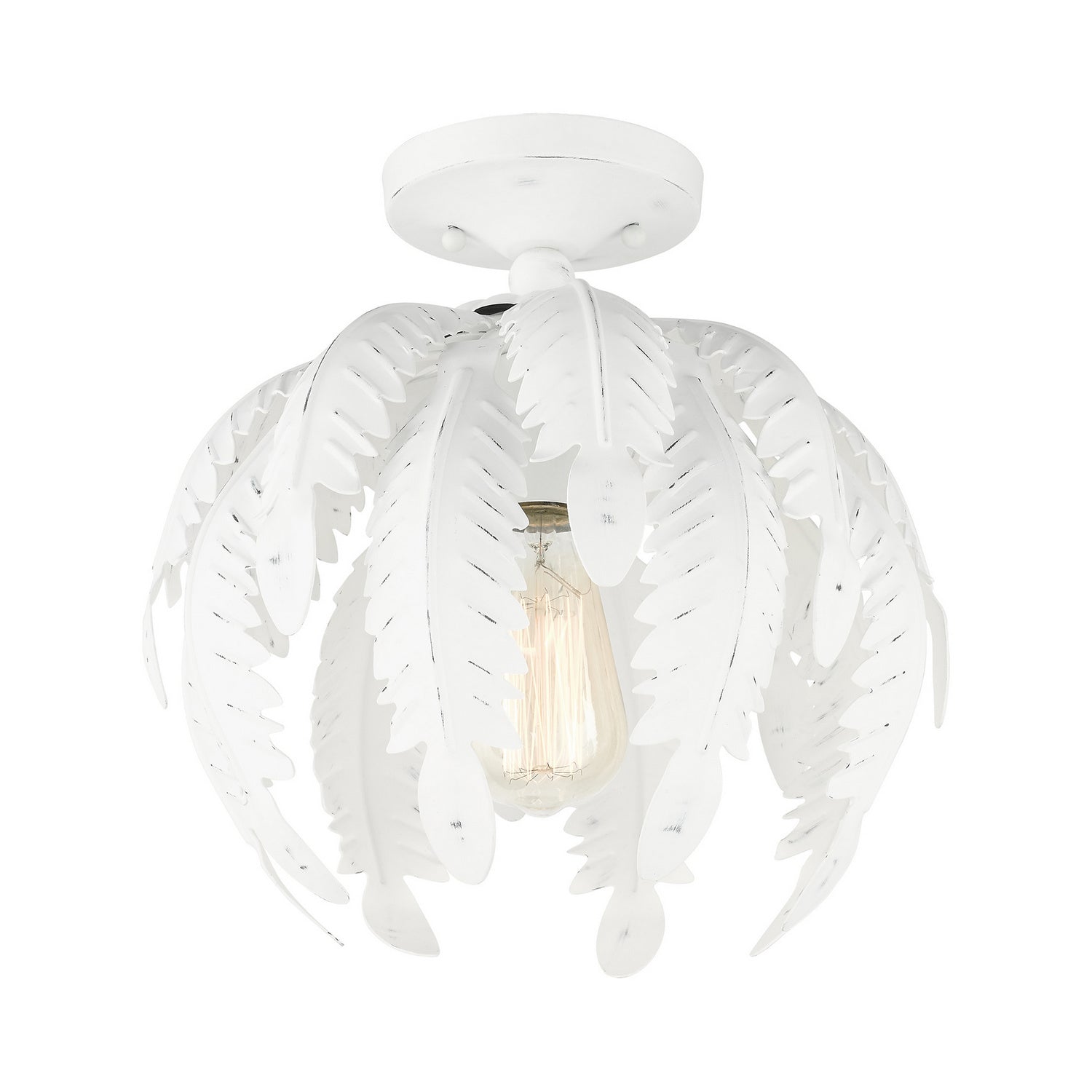 Livex Lighting - 46231-60 - One Light Semi Flush Mount - Acanthus - Antique White