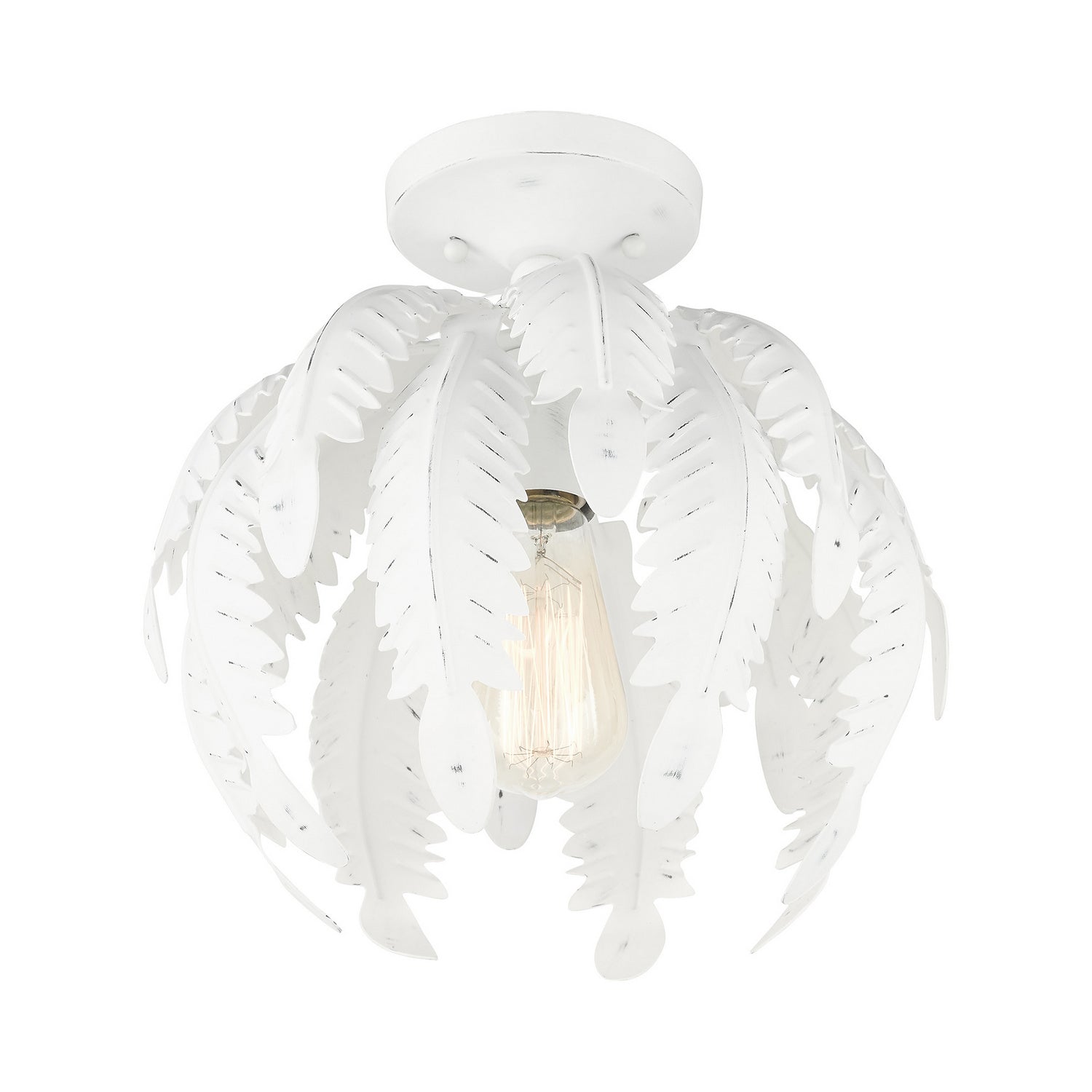 Livex Lighting - 46231-60 - One Light Semi Flush Mount - Acanthus - Antique White