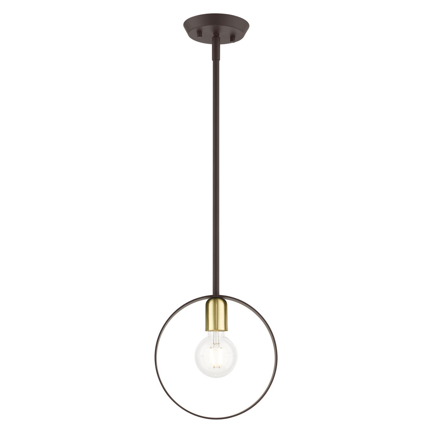 Livex Lighting - 46411-07 - One Light Pendant - Modesto - Bronze w/ Satin Brasss