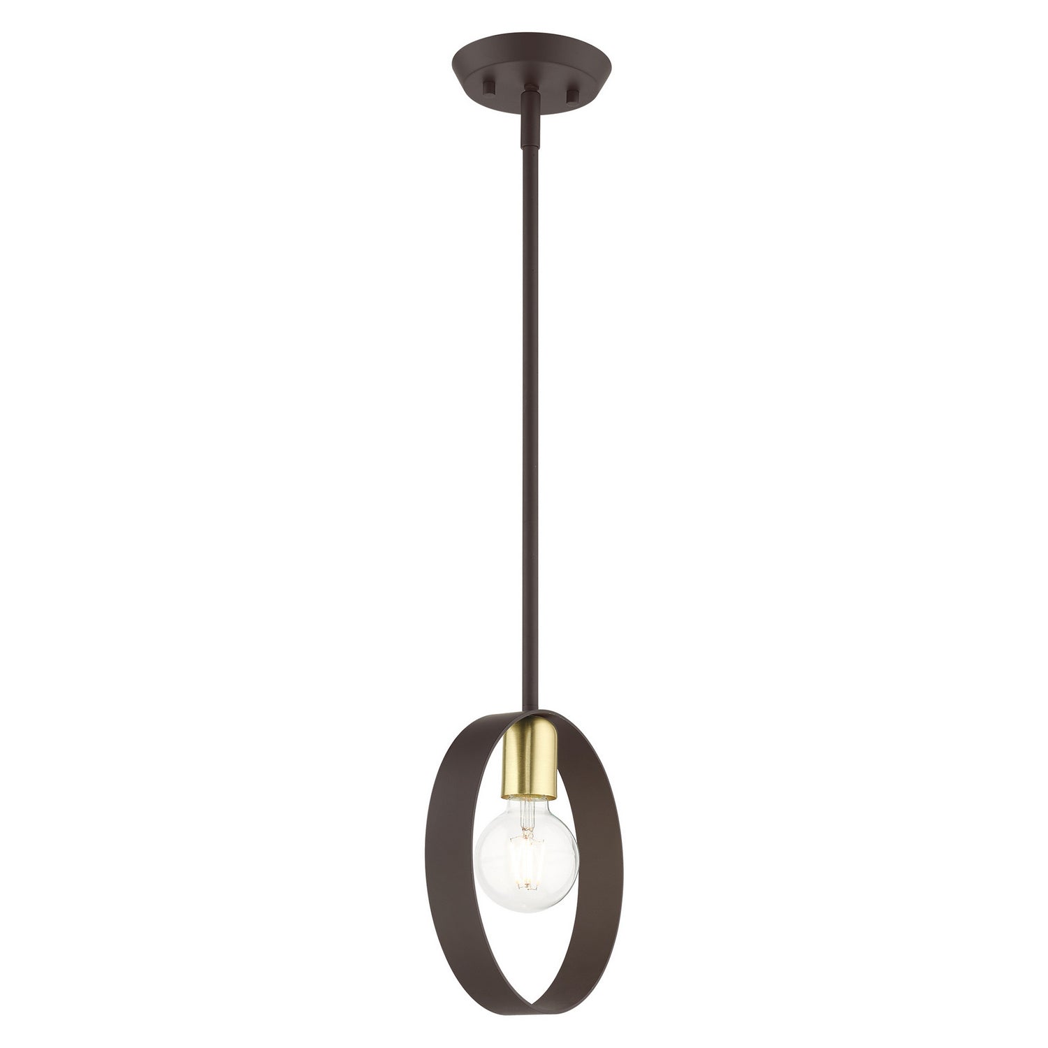 Livex Lighting - 46411-07 - One Light Pendant - Modesto - Bronze w/ Satin Brasss