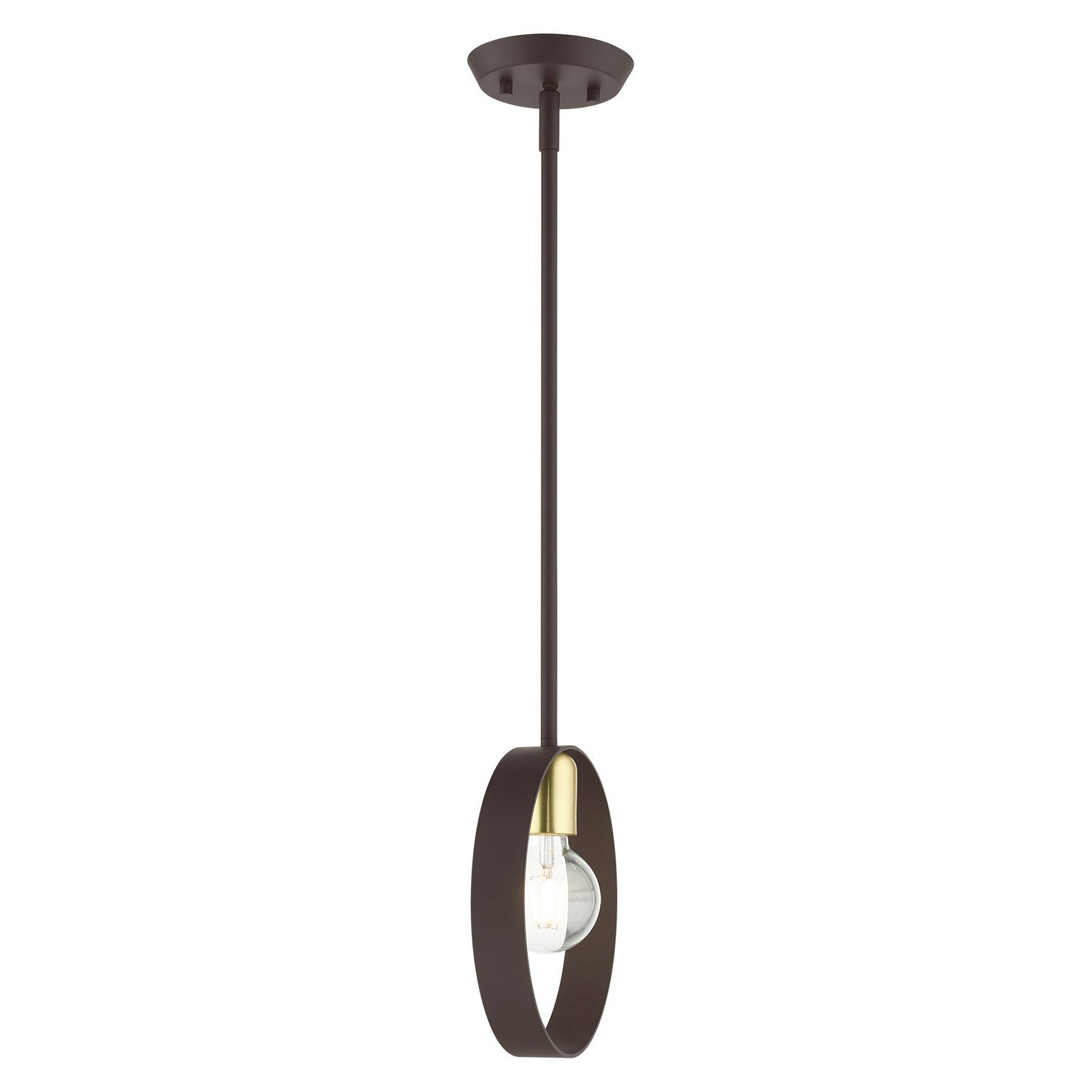 Livex Lighting - 46411-07 - One Light Pendant - Modesto - Bronze w/ Satin Brasss