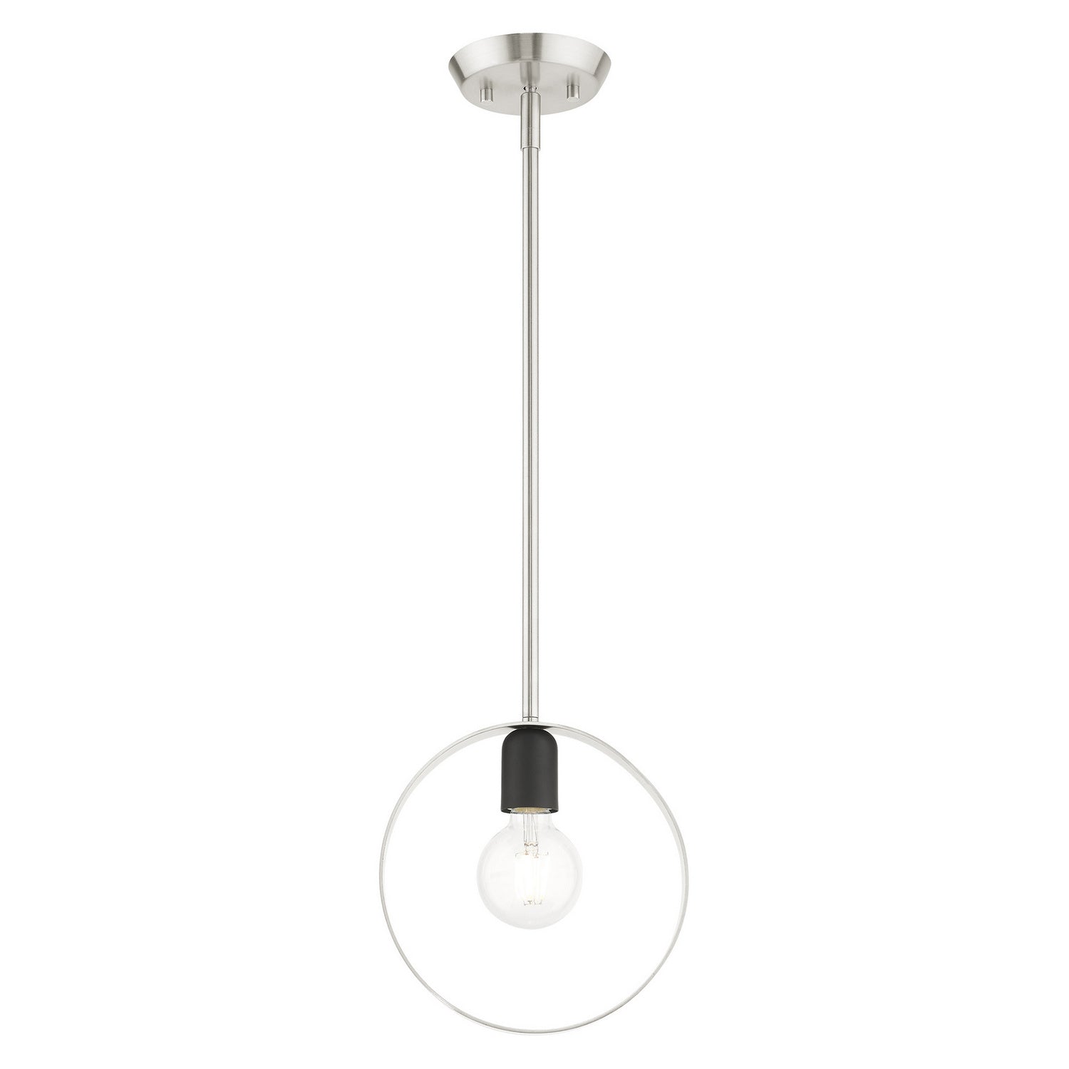 Livex Lighting - 46411-91 - One Light Pendant - Modesto - Brushed Nickel w/ Blacks