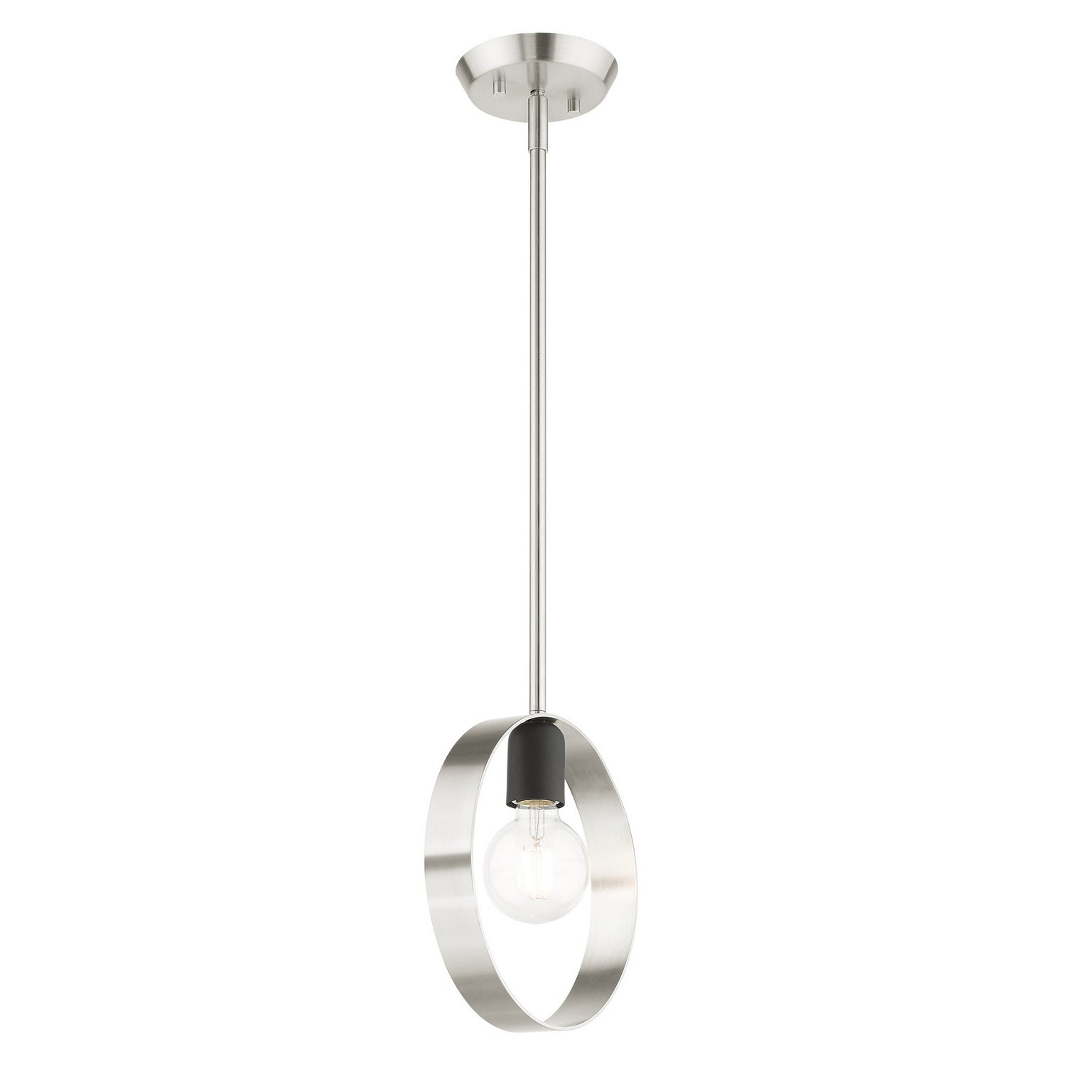 Livex Lighting - 46411-91 - One Light Pendant - Modesto - Brushed Nickel w/ Blacks