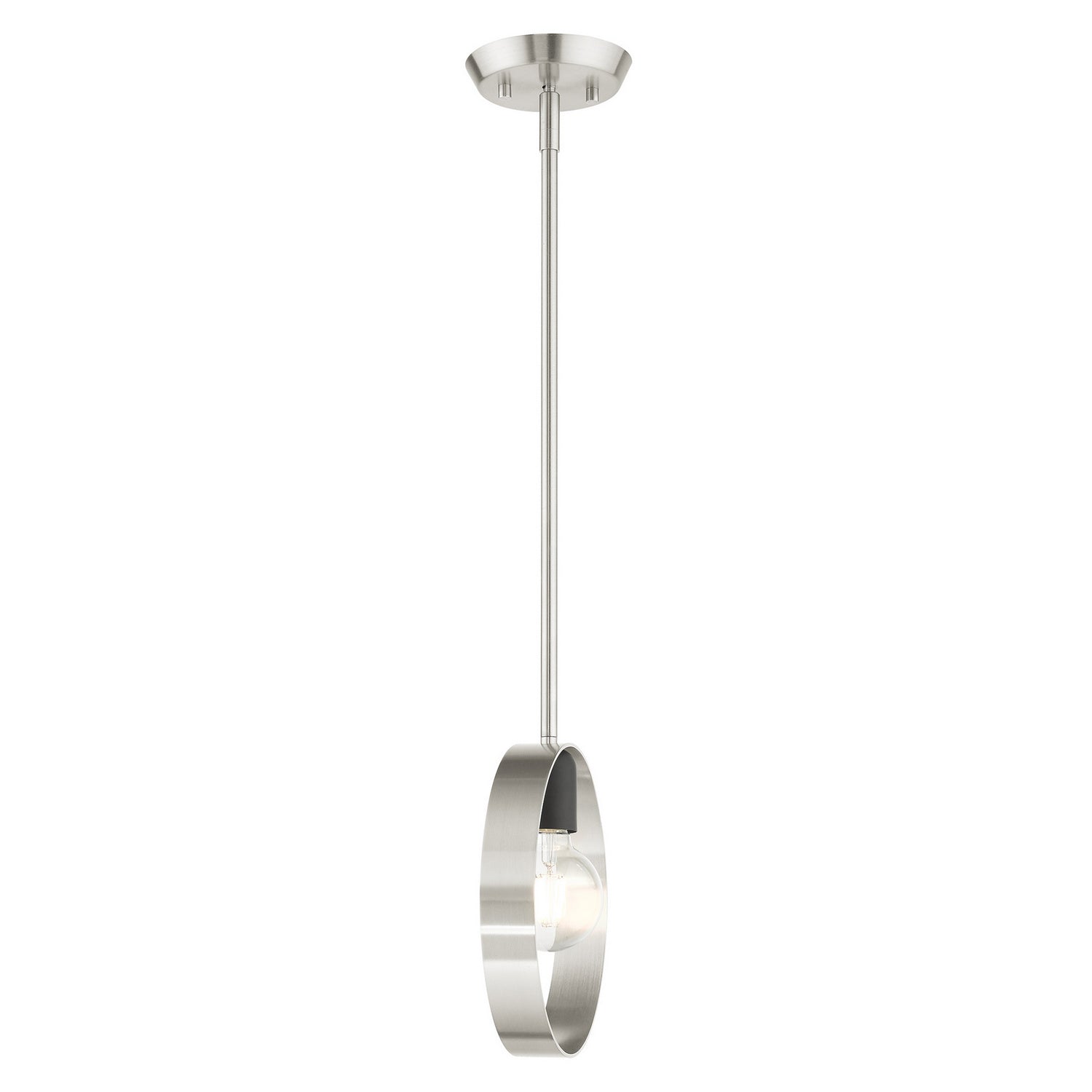 Livex Lighting - 46411-91 - One Light Pendant - Modesto - Brushed Nickel w/ Blacks