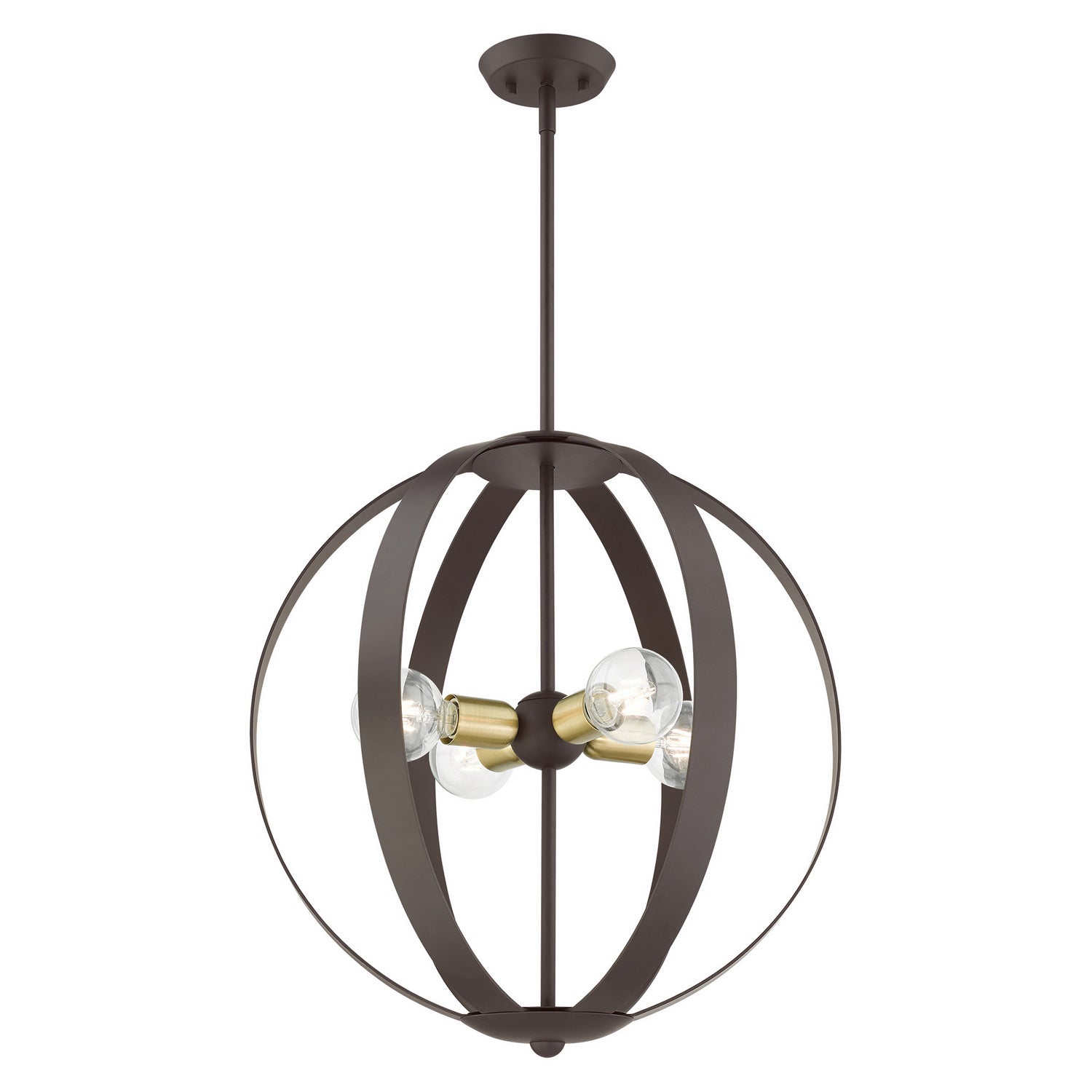 Livex Lighting - 46415-07 - Four Light Chandelier - Modesto - Bronze w/ Satin Brasss
