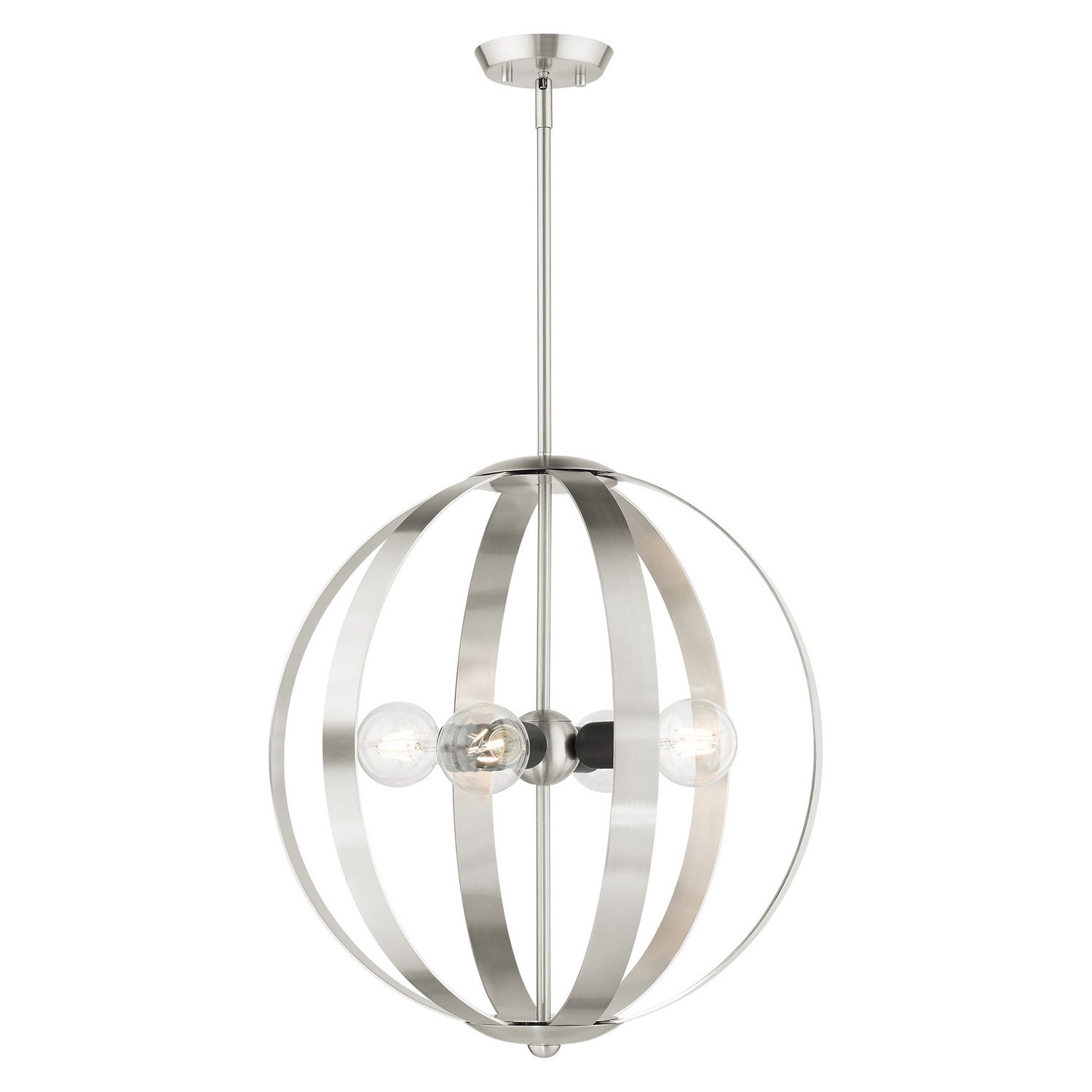 Livex Lighting - 46415-91 - Four Light Chandelier - Modesto - Brushed Nickel w/ Blacks