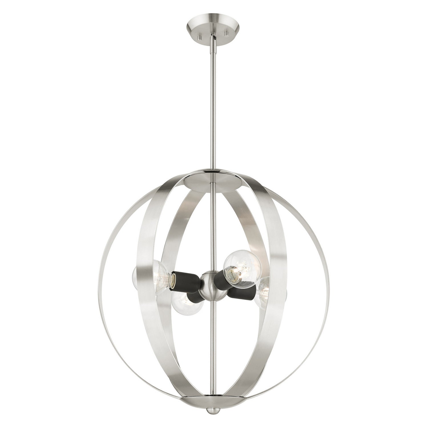 Livex Lighting - 46415-91 - Four Light Chandelier - Modesto - Brushed Nickel w/ Blacks