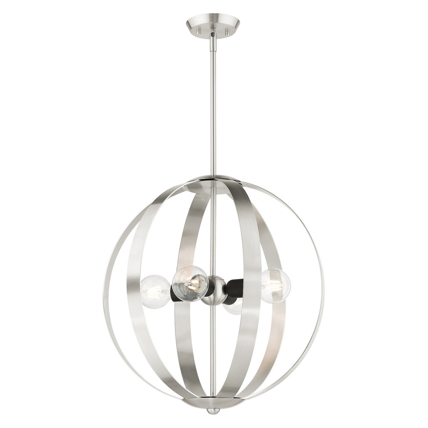 Livex Lighting - 46415-91 - Four Light Chandelier - Modesto - Brushed Nickel w/ Blacks
