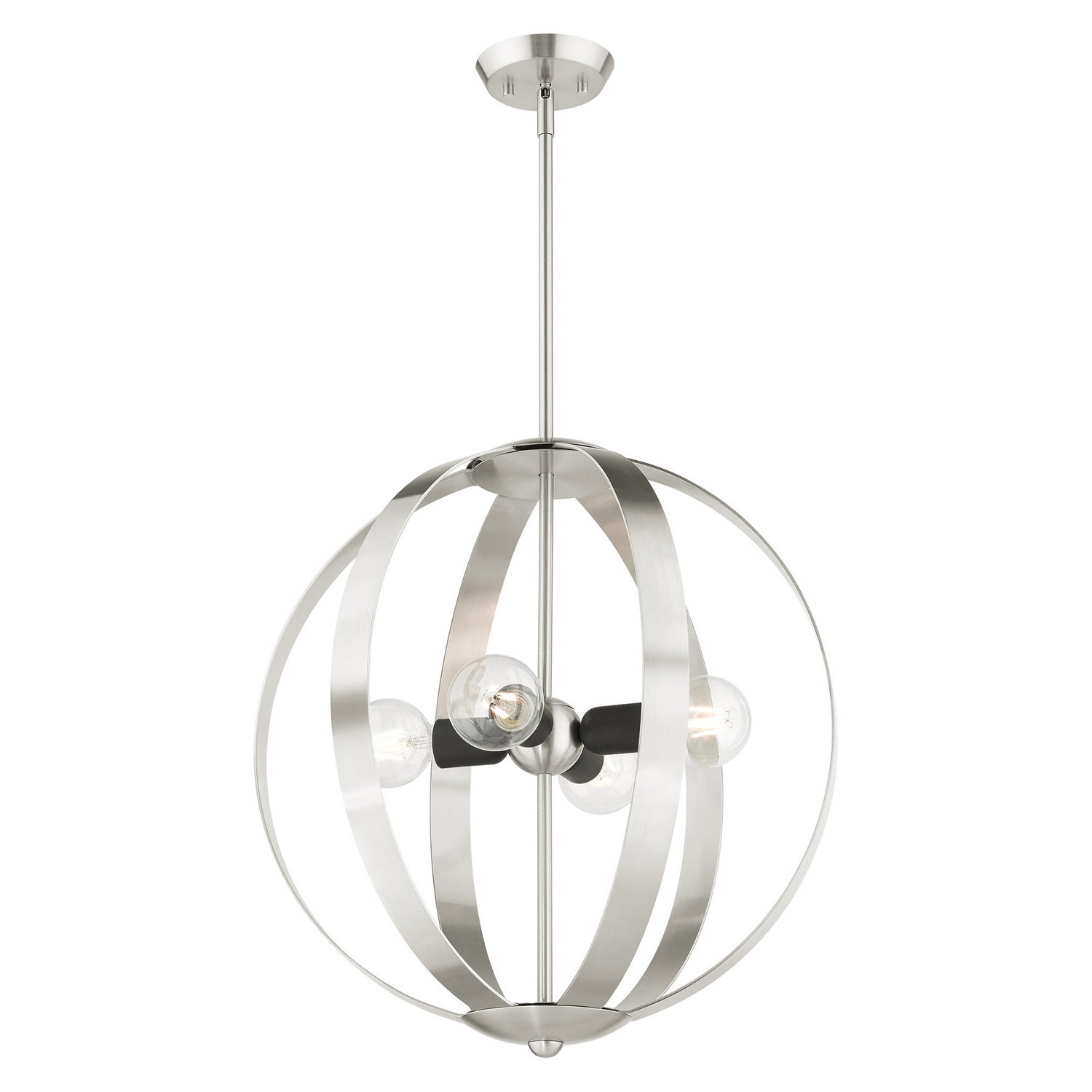Livex Lighting - 46415-91 - Four Light Chandelier - Modesto - Brushed Nickel w/ Blacks