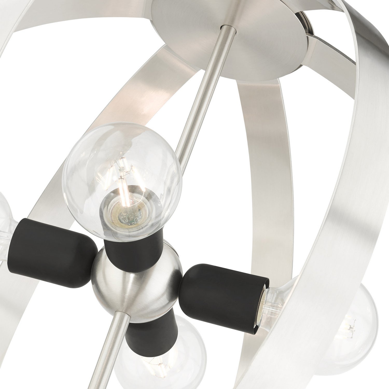 Livex Lighting - 46415-91 - Four Light Chandelier - Modesto - Brushed Nickel w/ Blacks