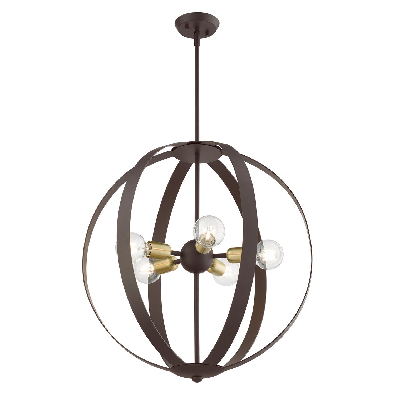 Livex Lighting - 46416-07 - Five Light Chandelier - Modesto - Bronze w/ Satin Brasss