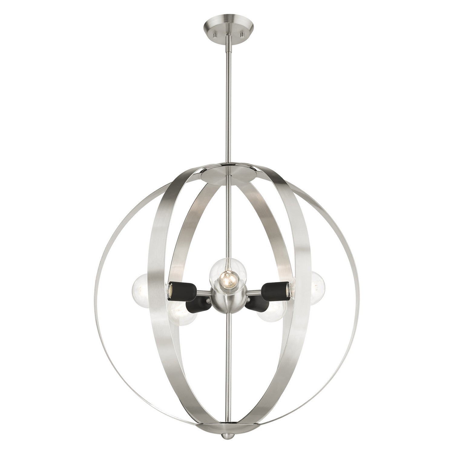 Livex Lighting - 46416-91 - Five Light Chandelier - Modesto - Brushed Nickel w/ Blacks