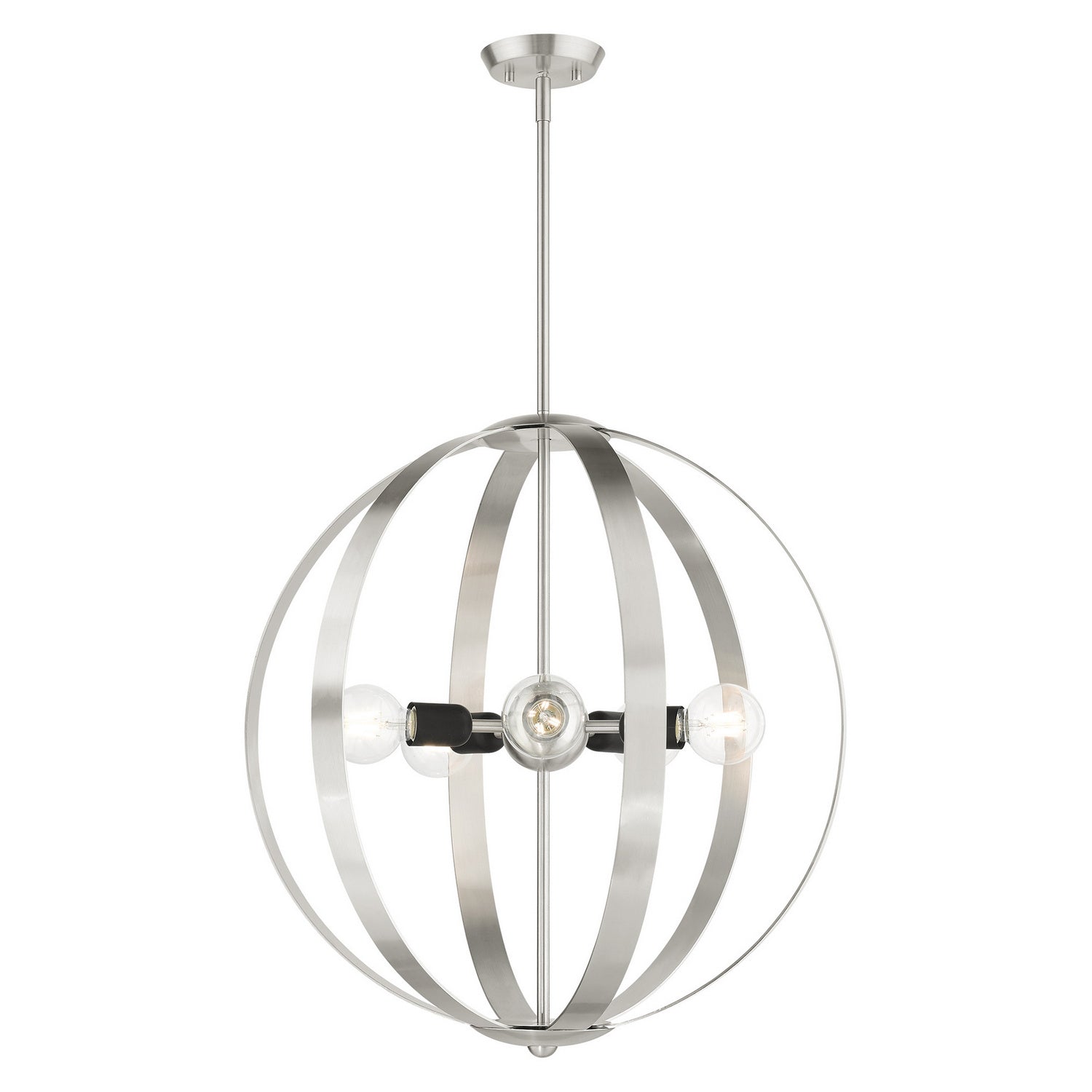 Livex Lighting - 46416-91 - Five Light Chandelier - Modesto - Brushed Nickel w/ Blacks