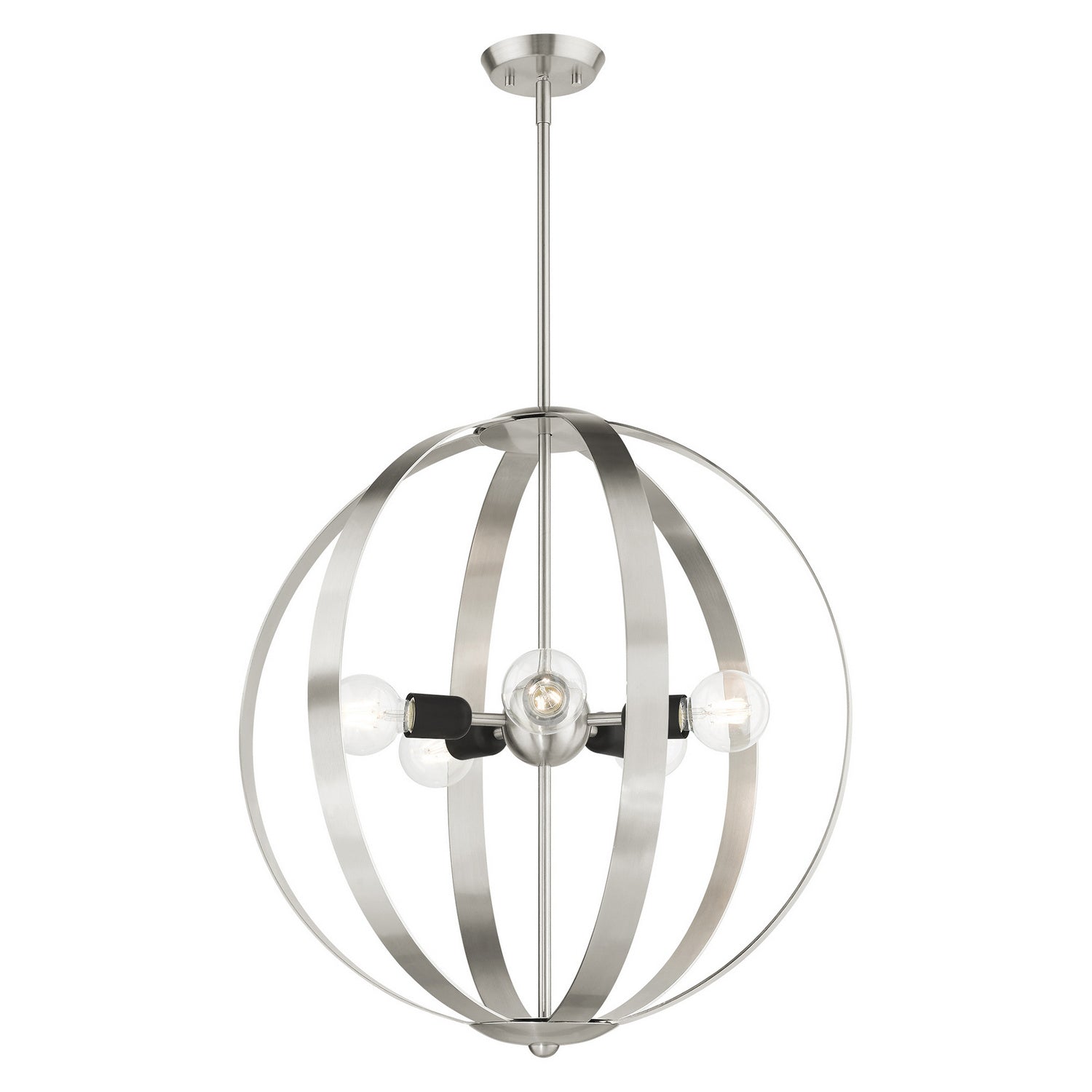 Livex Lighting - 46416-91 - Five Light Chandelier - Modesto - Brushed Nickel w/ Blacks