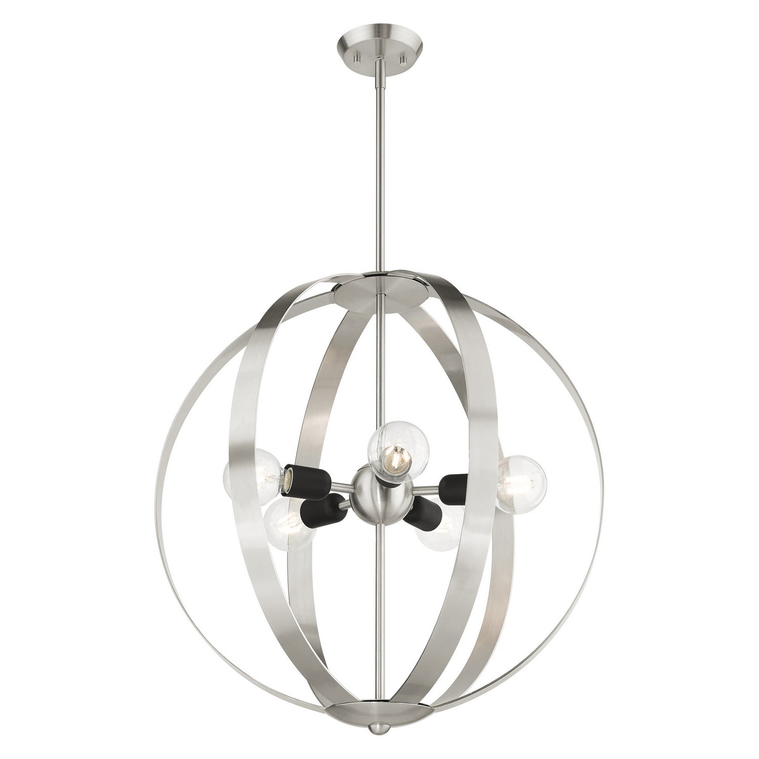 Livex Lighting - 46416-91 - Five Light Chandelier - Modesto - Brushed Nickel w/ Blacks
