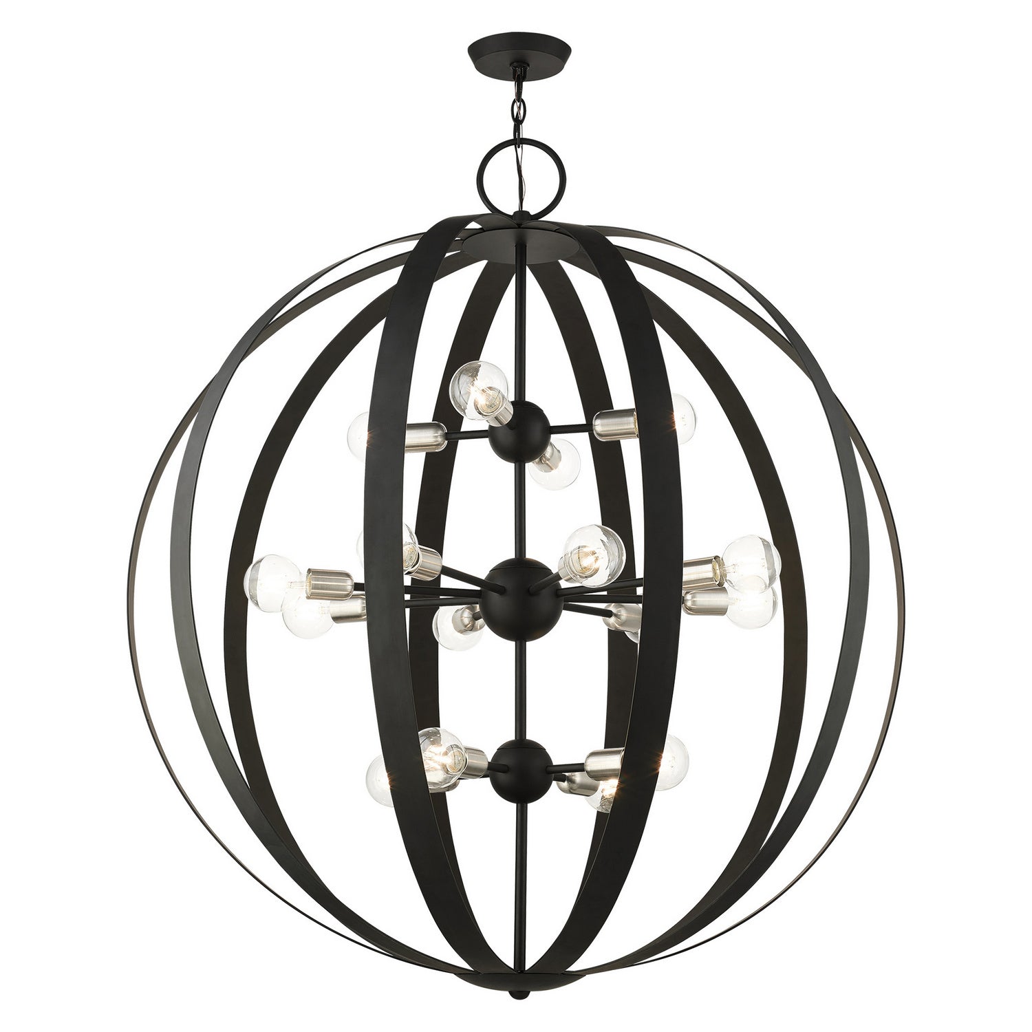 Livex Lighting - 46418-04 - 16 Light Foyer Chandelier - Modesto - Black w/ Brushed Nickels