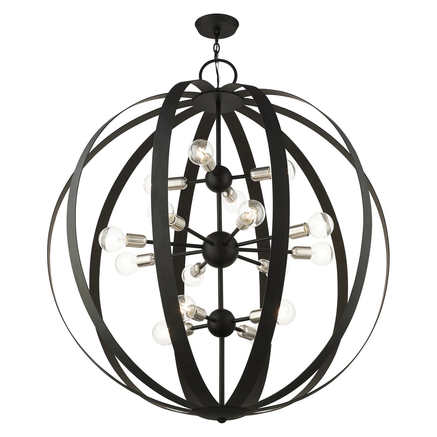 Livex Lighting - 46418-04 - 16 Light Foyer Chandelier - Modesto - Black w/ Brushed Nickels