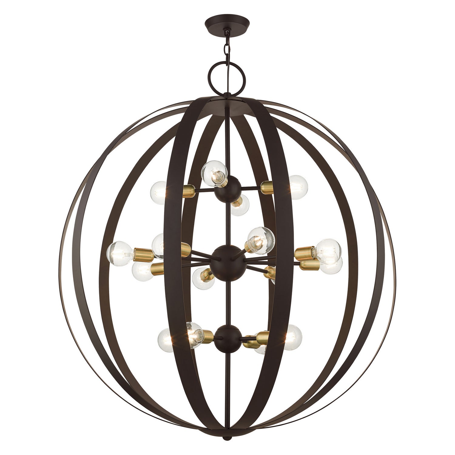Livex Lighting - 46418-07 - 16 Light Foyer Chandelier - Modesto - Bronze w/ Satin Brasss