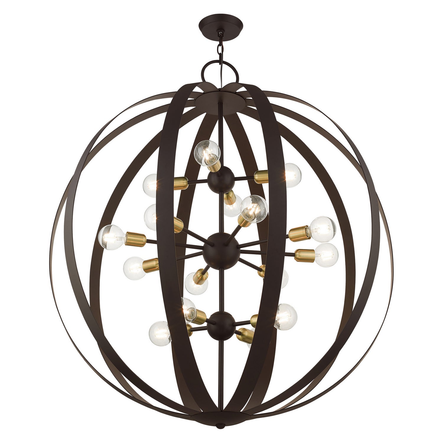 Livex Lighting - 46418-07 - 16 Light Foyer Chandelier - Modesto - Bronze w/ Satin Brasss
