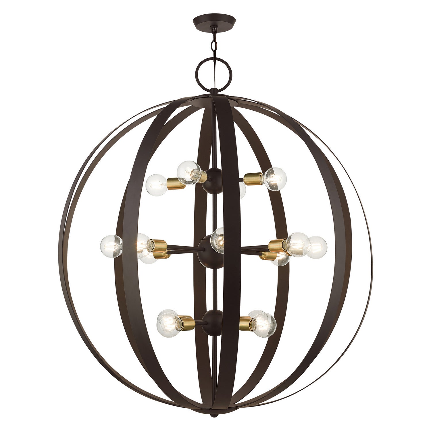 Livex Lighting - 46418-07 - 16 Light Foyer Chandelier - Modesto - Bronze w/ Satin Brasss