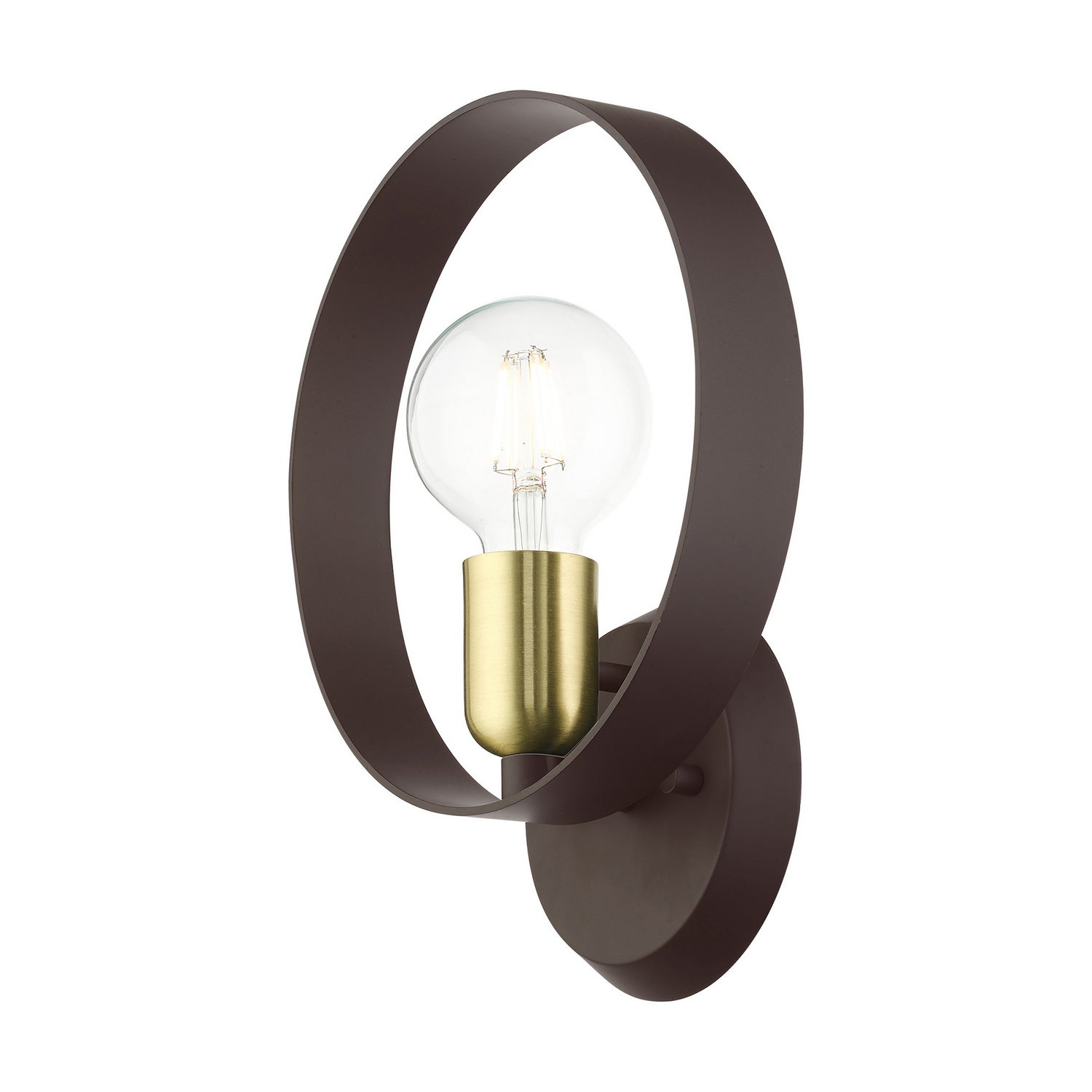Livex Lighting - 46421-07 - One Light Wall Sconce - Modesto - Bronze w/ Satin Brasss