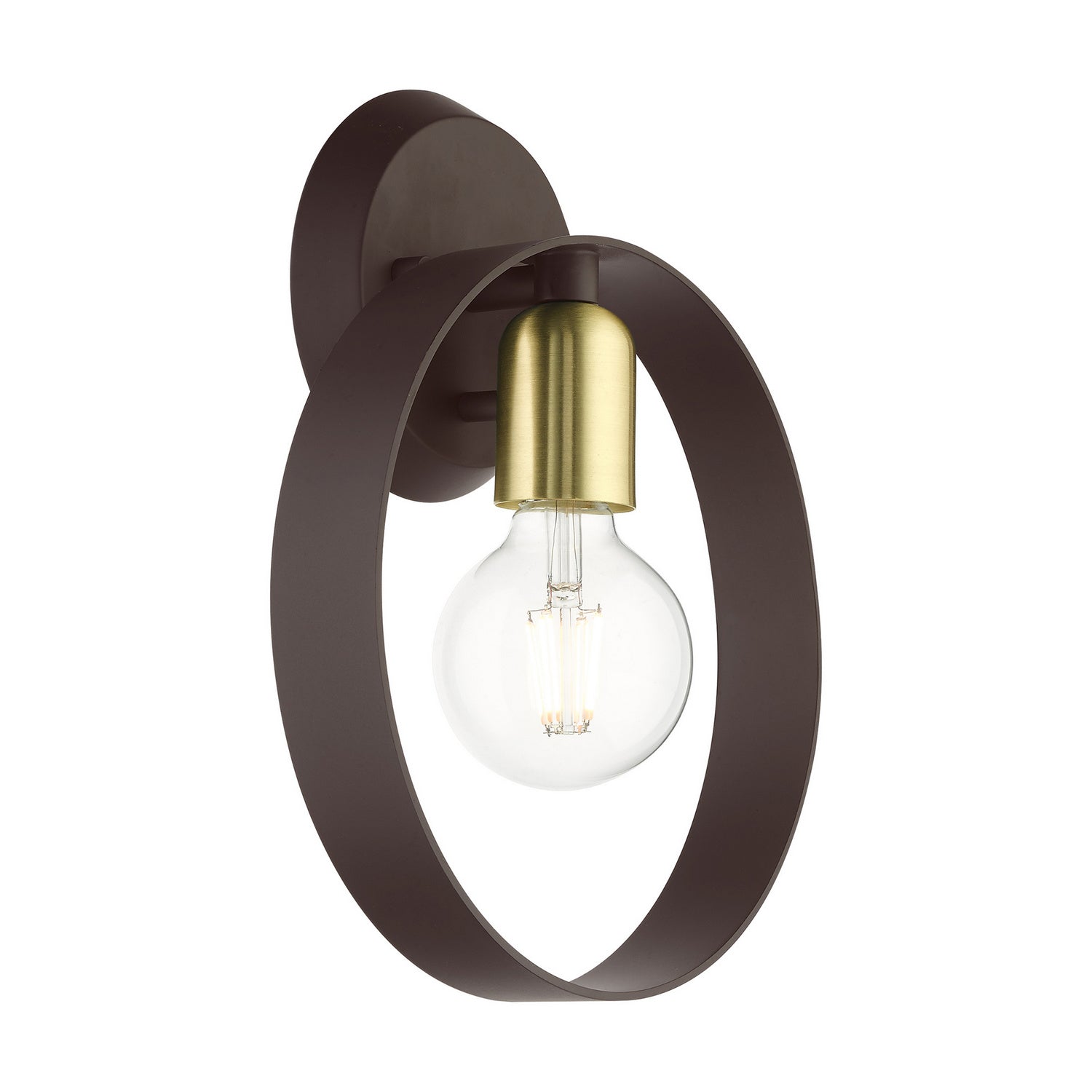 Livex Lighting - 46421-07 - One Light Wall Sconce - Modesto - Bronze w/ Satin Brasss