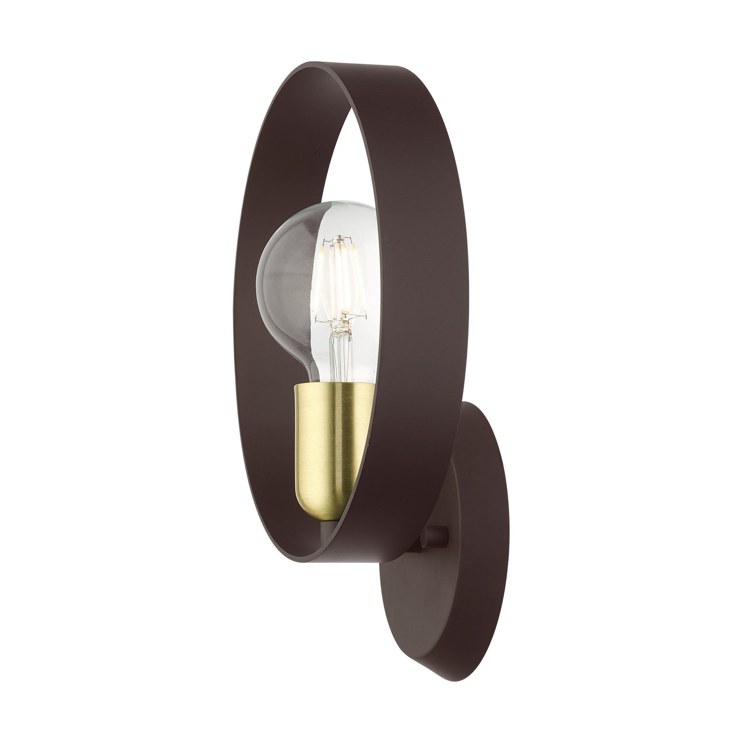 Livex Lighting - 46421-07 - One Light Wall Sconce - Modesto - Bronze w/ Satin Brasss