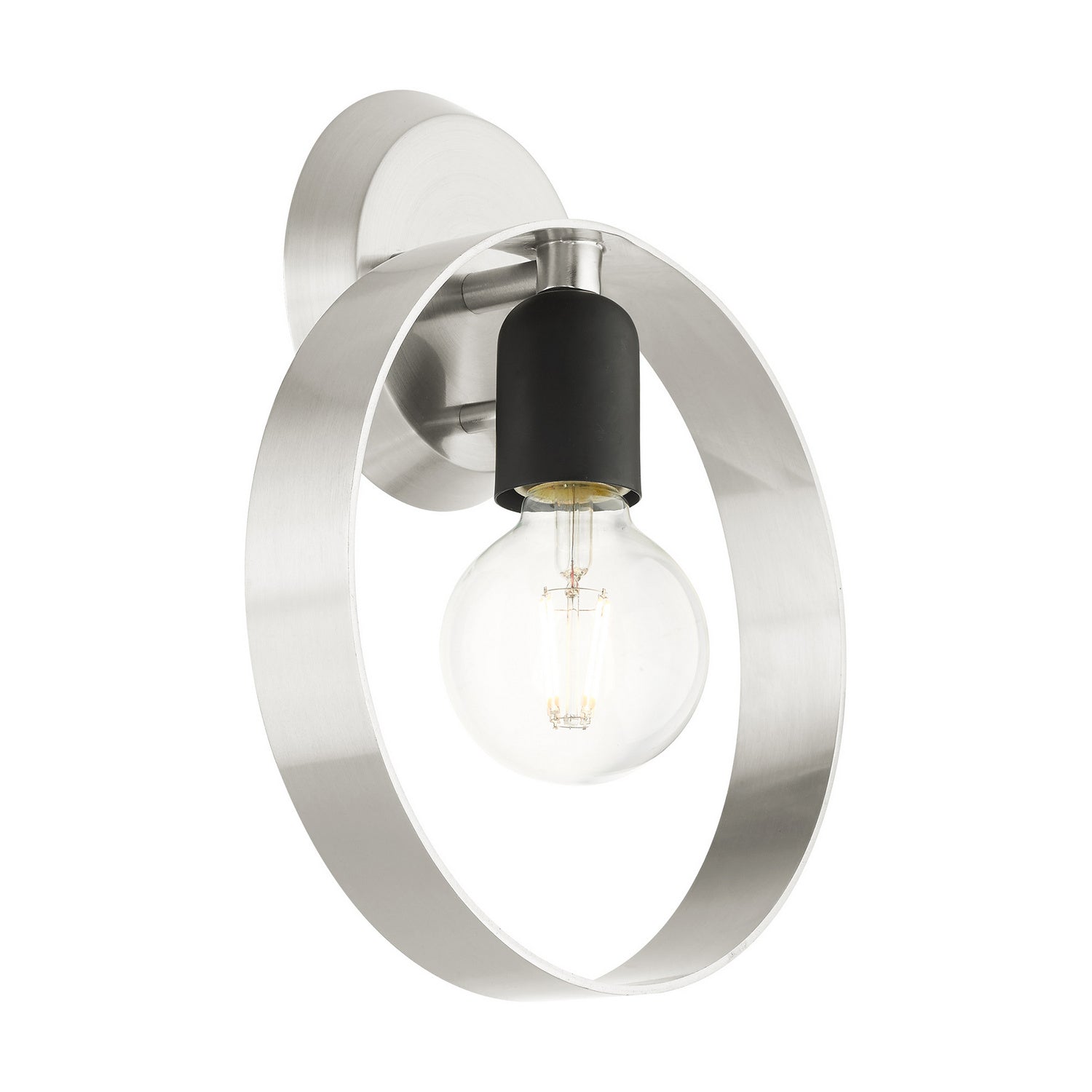 Livex Lighting - 46421-91 - One Light Wall Sconce - Modesto - Brushed Nickel w/ Blacks