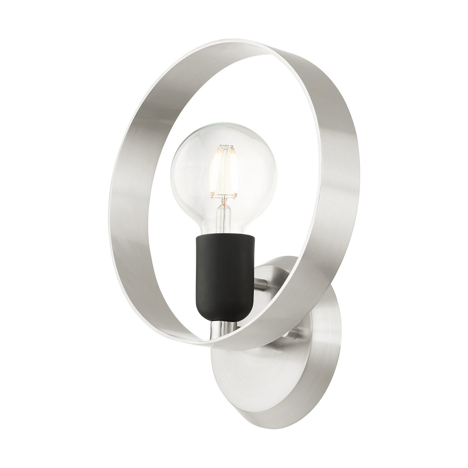 Livex Lighting - 46421-91 - One Light Wall Sconce - Modesto - Brushed Nickel w/ Blacks