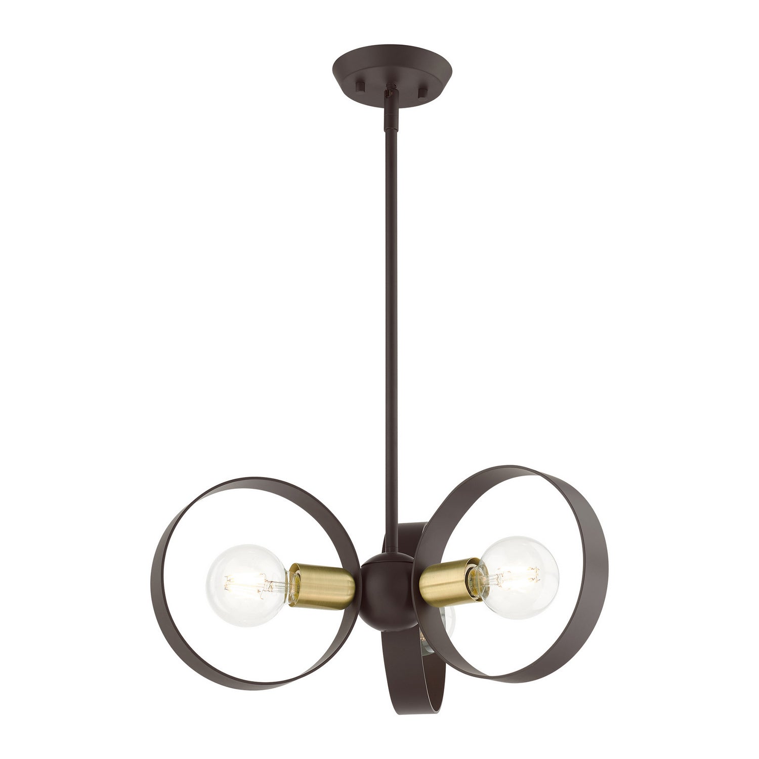 Livex Lighting - 46423-07 - Three Light Chandelier - Modesto - Bronze w/ Satin Brasss