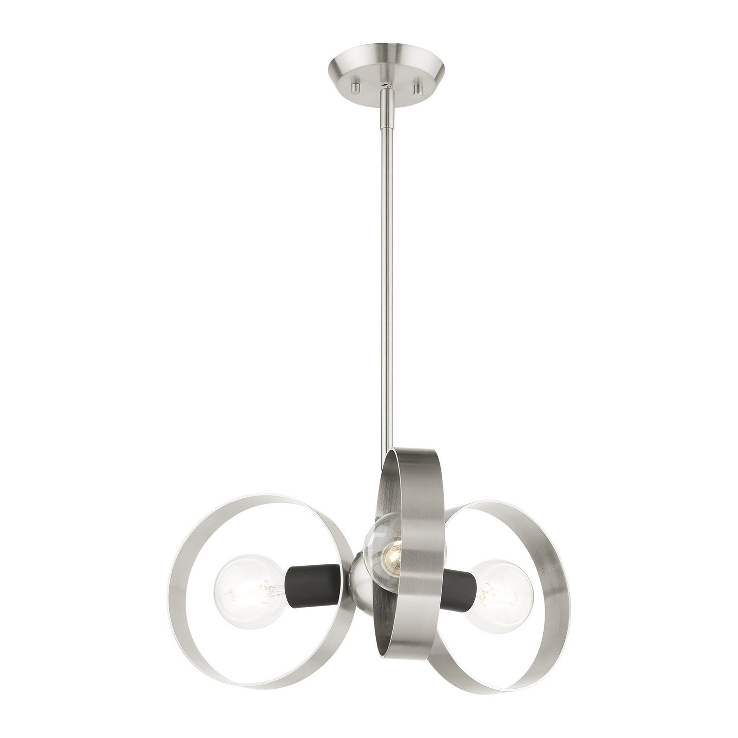 Livex Lighting - 46423-91 - Three Light Chandelier - Modesto - Brushed Nickel w/ Blacks