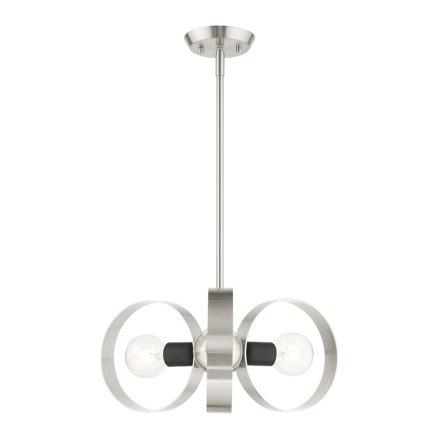 Livex Lighting - 46423-91 - Three Light Chandelier - Modesto - Brushed Nickel w/ Blacks