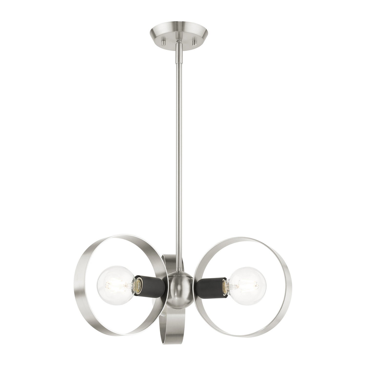 Livex Lighting - 46423-91 - Three Light Chandelier - Modesto - Brushed Nickel w/ Blacks